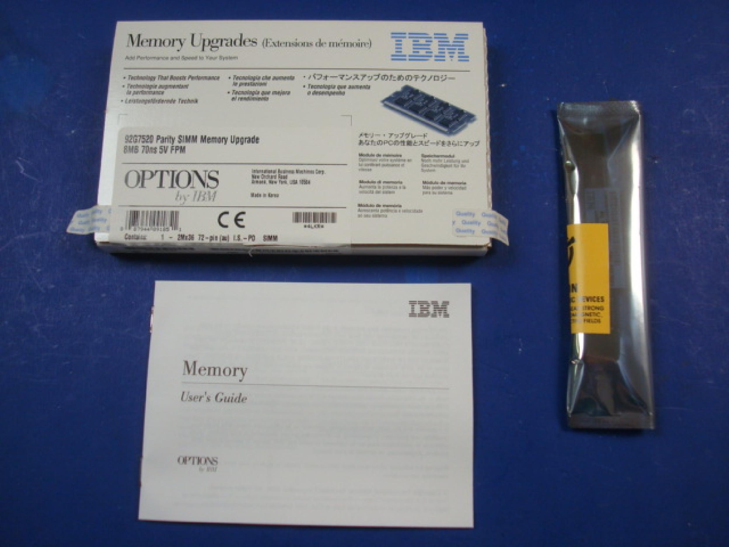 IBM 92G7521 8MB SIMM PARITY GOLD LEADS 2X36 5V 70NSEC