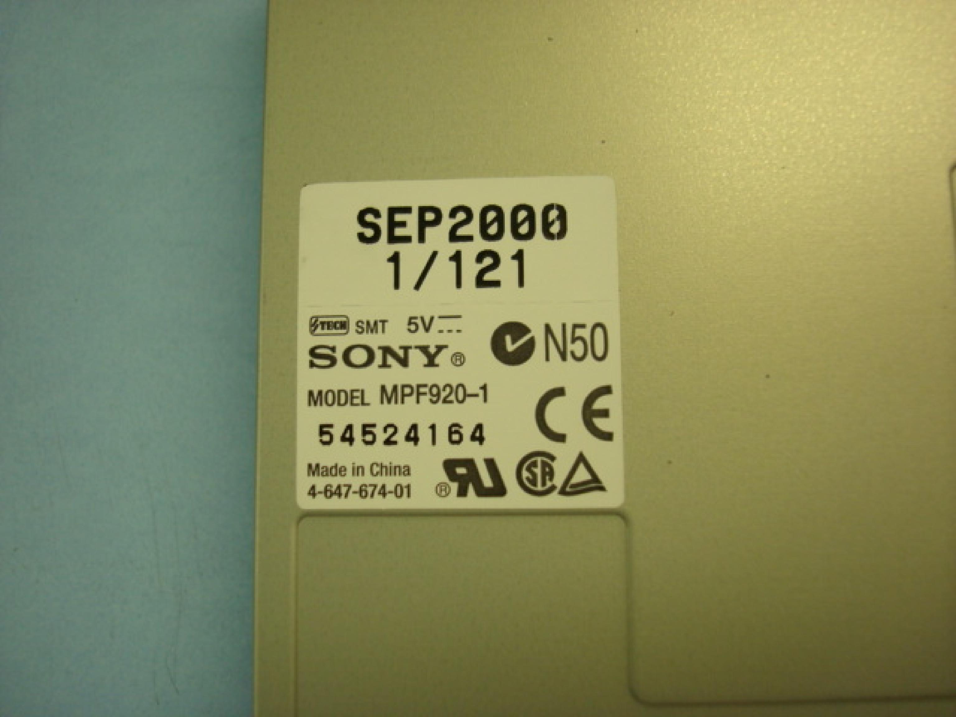 SONY MPF920-1 1.44MB FLOPPY DRIVE BLACK BEZEL