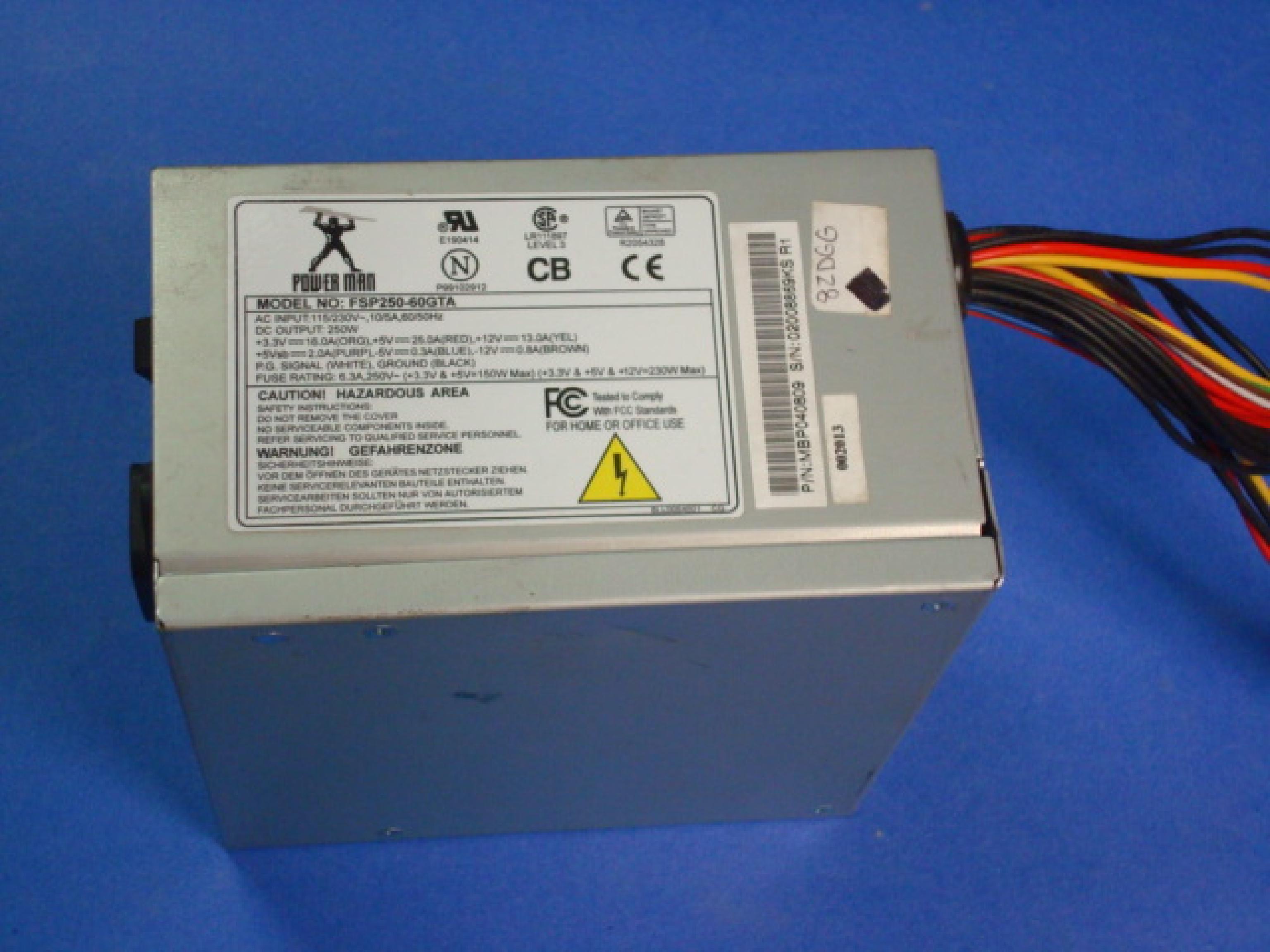 POWERMAN MBP040809 EQUIVALENT PART INSTOCK, 250W ATX POWER SUPPLY