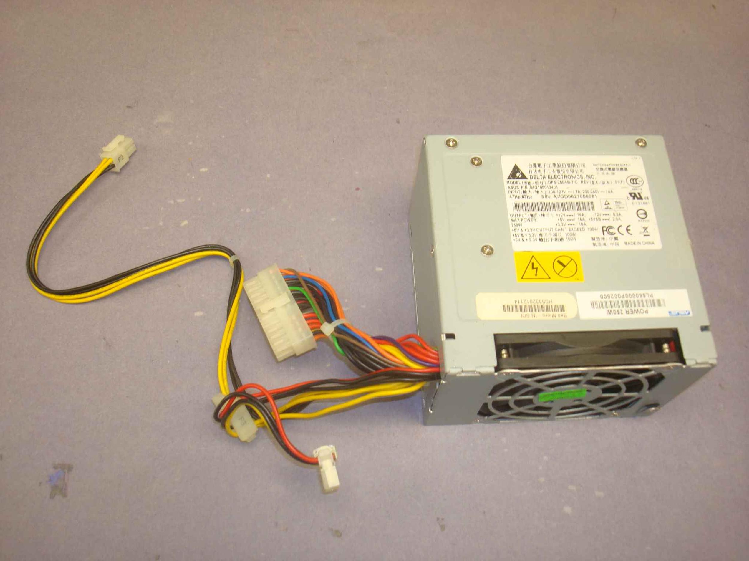 DELTA ELECTRONICS DPS-250AB-7 C NEW-PULL 250W POWER SUPPLY, 24PIN ATX 90MM , 1CABLE WITH 4PIN MOLEX 100MM AND 200MM, P4 400MM