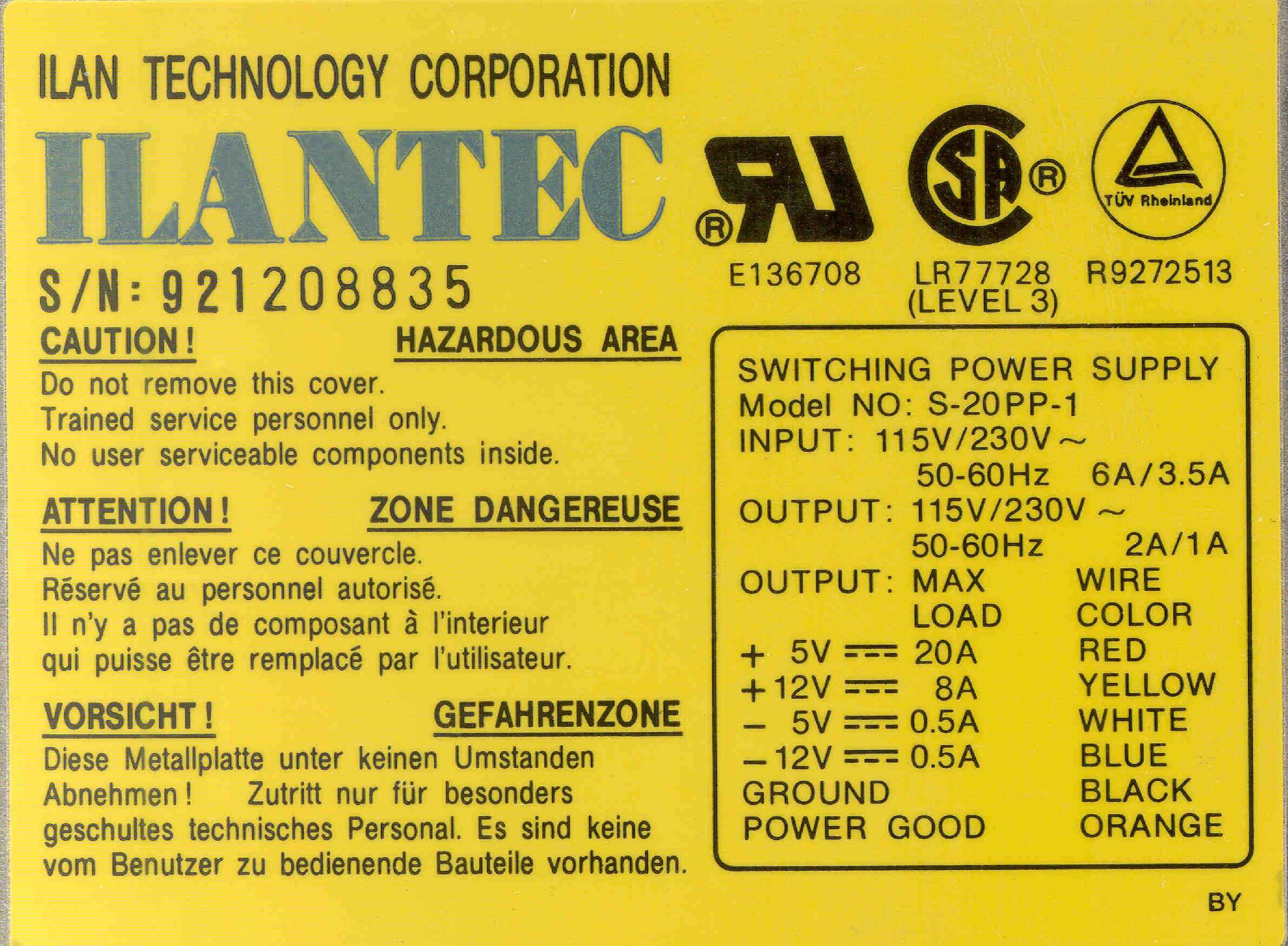 ILANTEC S-20PP-1 COMPATIBLES IN STOCK ONLY, POWER SUPPLY AT STYLE