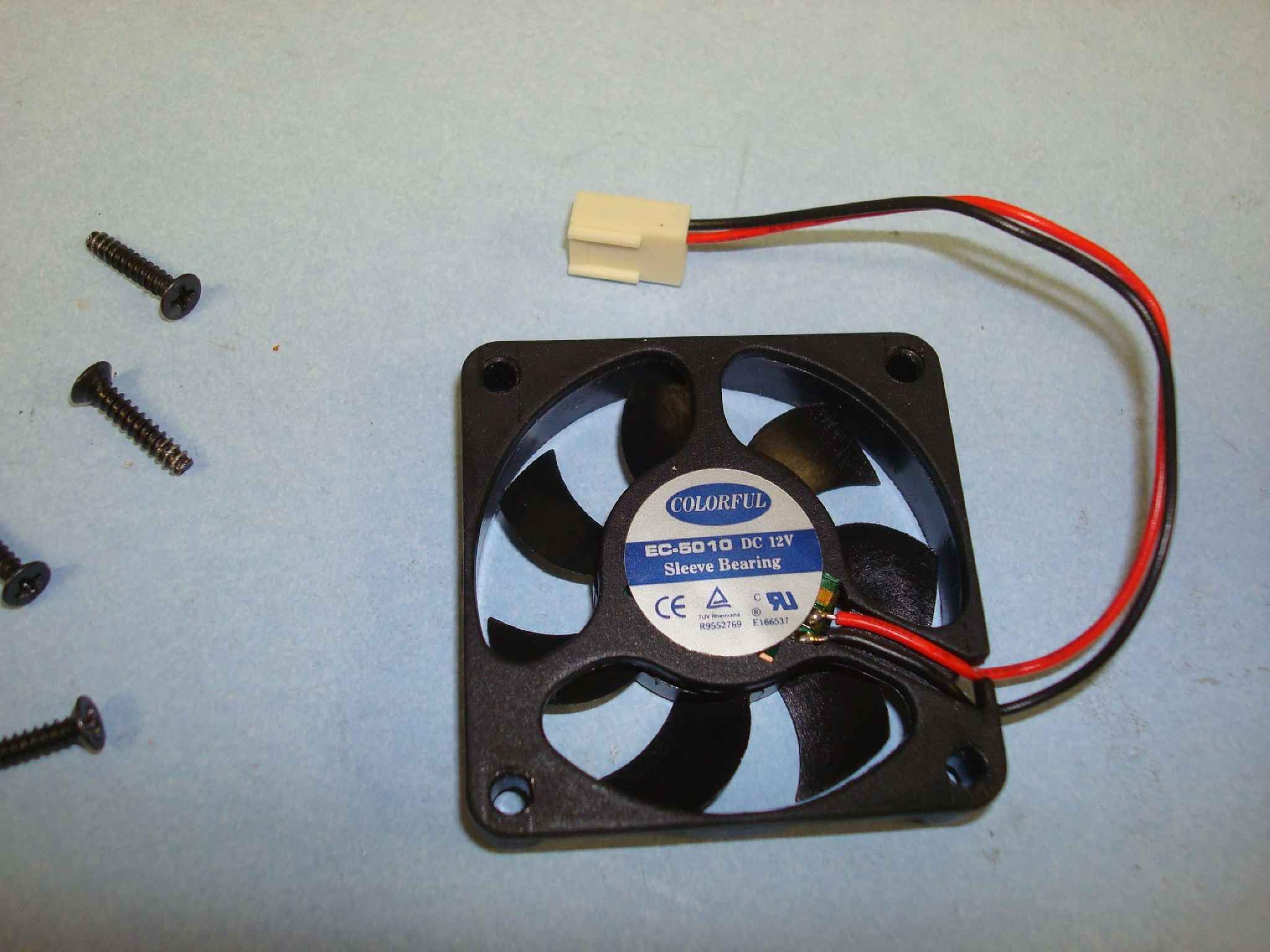 COLORFUL EC-5010 FAN 12V DC 50MM BY 10MM 2WIRE 4INCH CABLE WITH 3PIN CONNECTOR, PULLED FROM COOLING HEAT SYNC