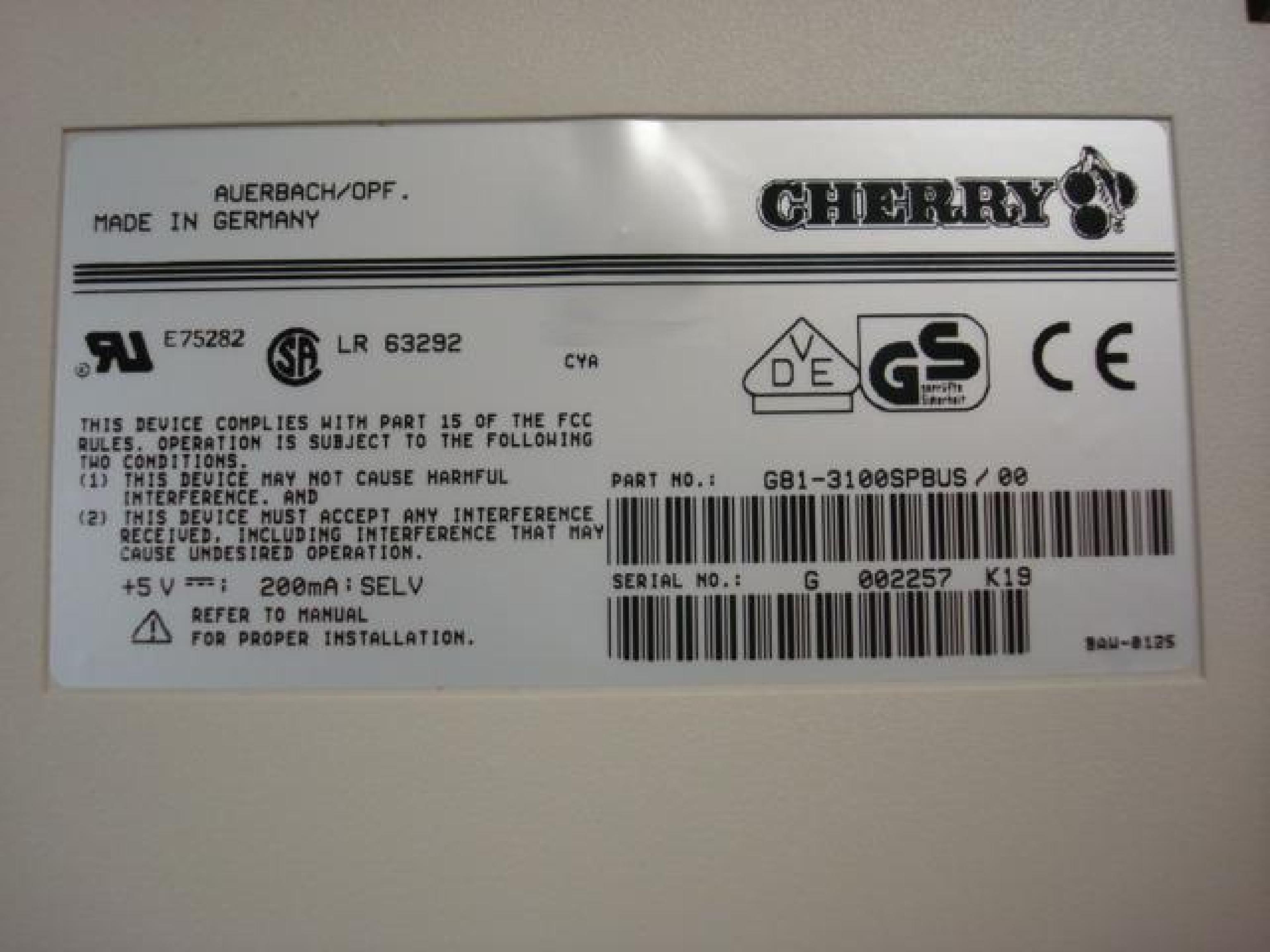 CHERRY G81-3100SPBUS/00 KEYBOARD WITH MAG SWIPE READER