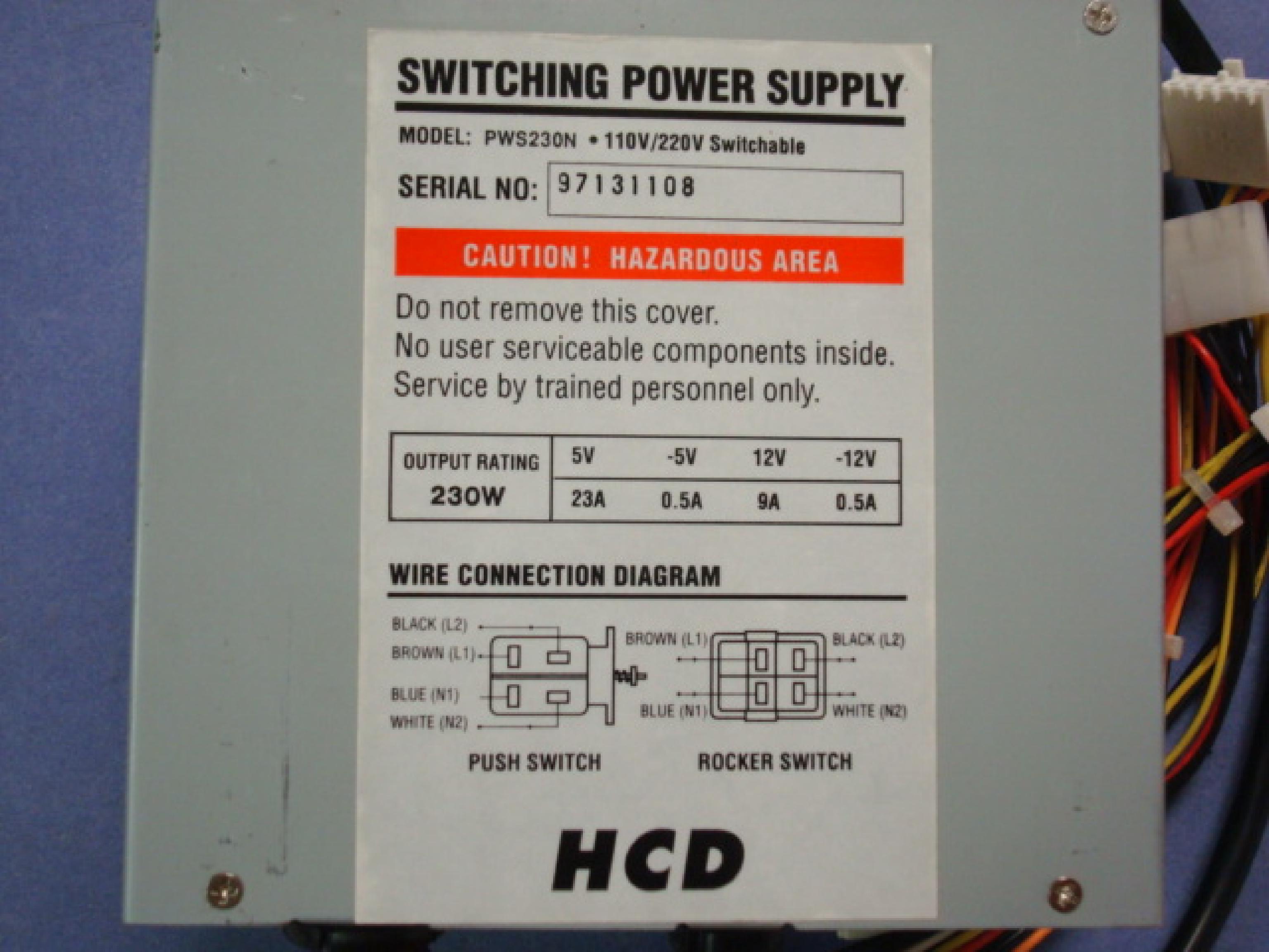 HCD PWS230N COMPATIBLE IN STOCK ONLY 230W POWER SUPPLY