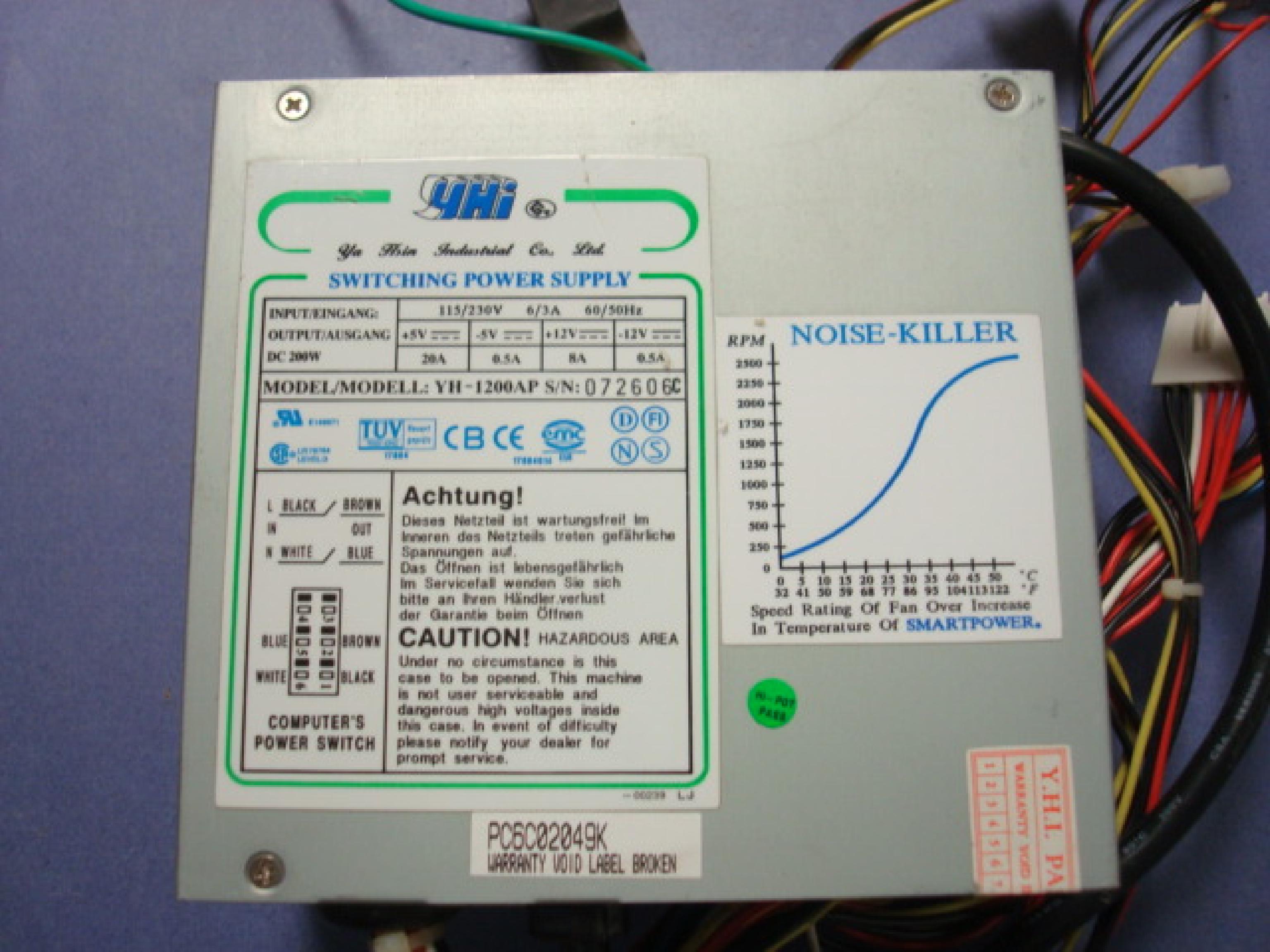 YA HSIN YH-1200AP 200W AT POWER SUPPLY