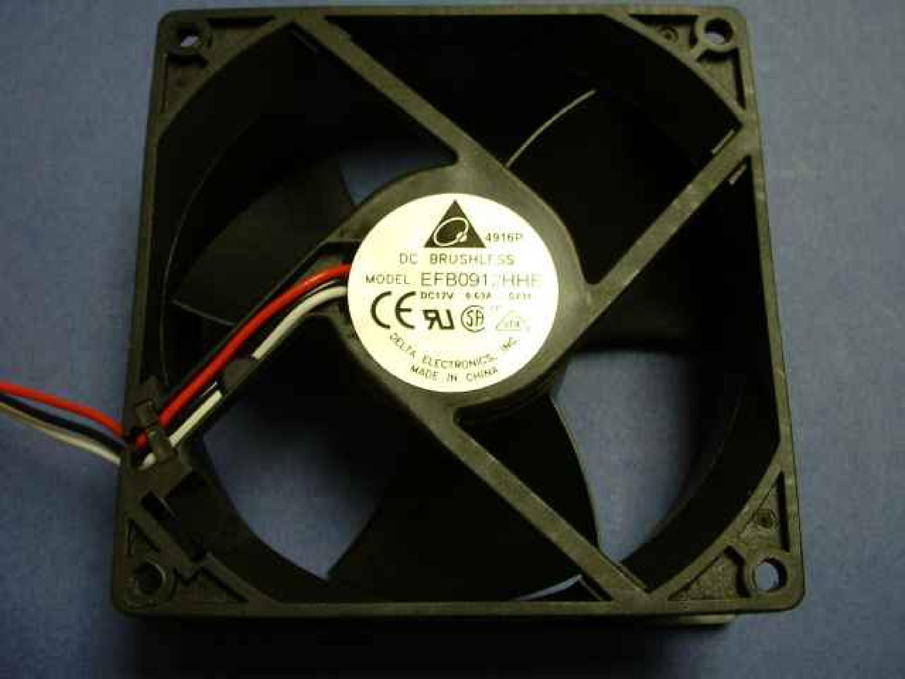 IBM EFB0912HHE FAN 12V DC .63A 92MM BY 38MM, 3 1/8 BY 1 1/2 INCHES, 5INCH 3WIRE CABLE WITH CONNECTOR HOT SWAP