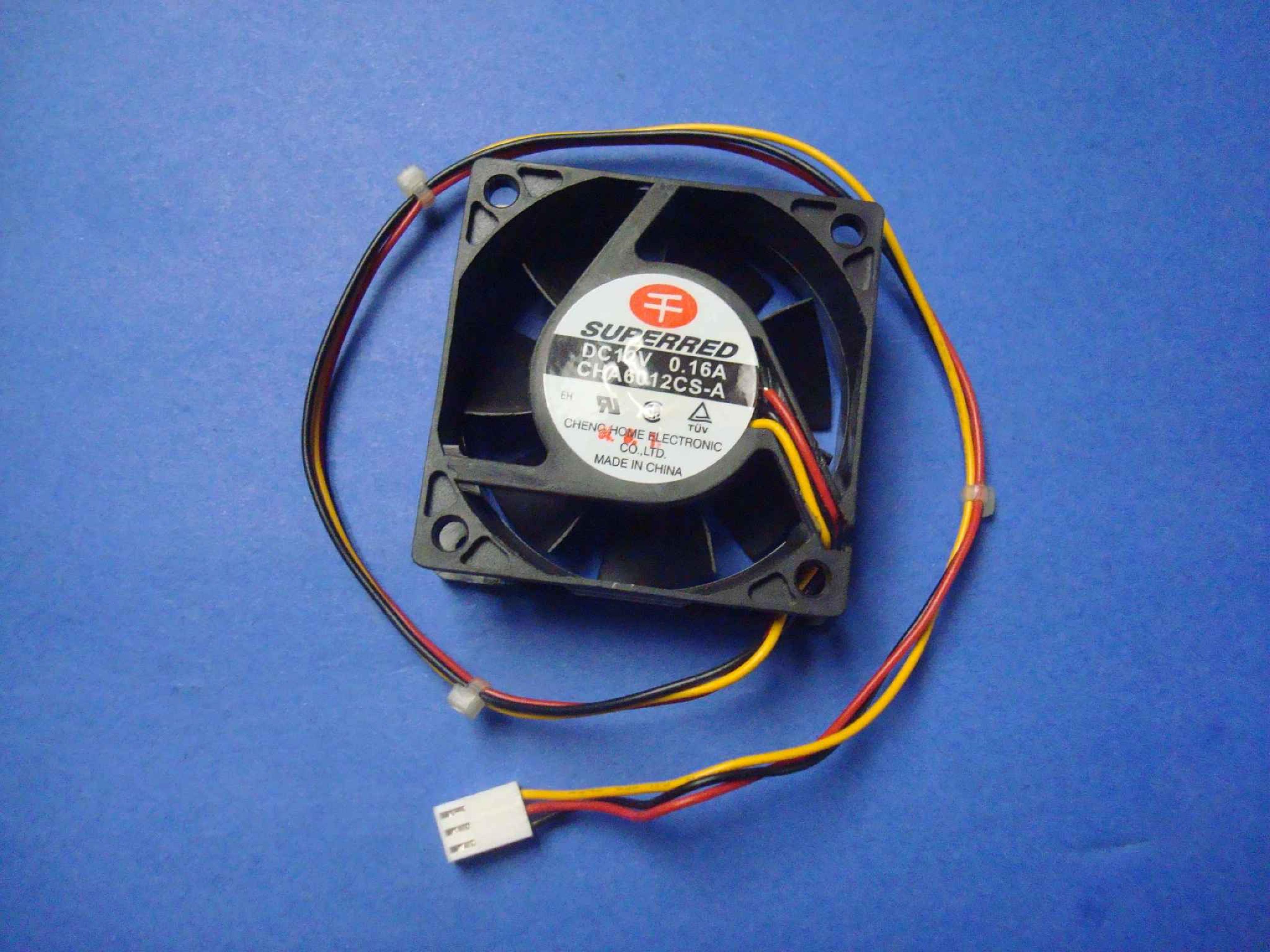 SUPERRED 22P4375 FAN 12V DC 0.16A 60MM BY 25MM THREE WIRES, 14 INCH CABLE WITH CONNECTOR