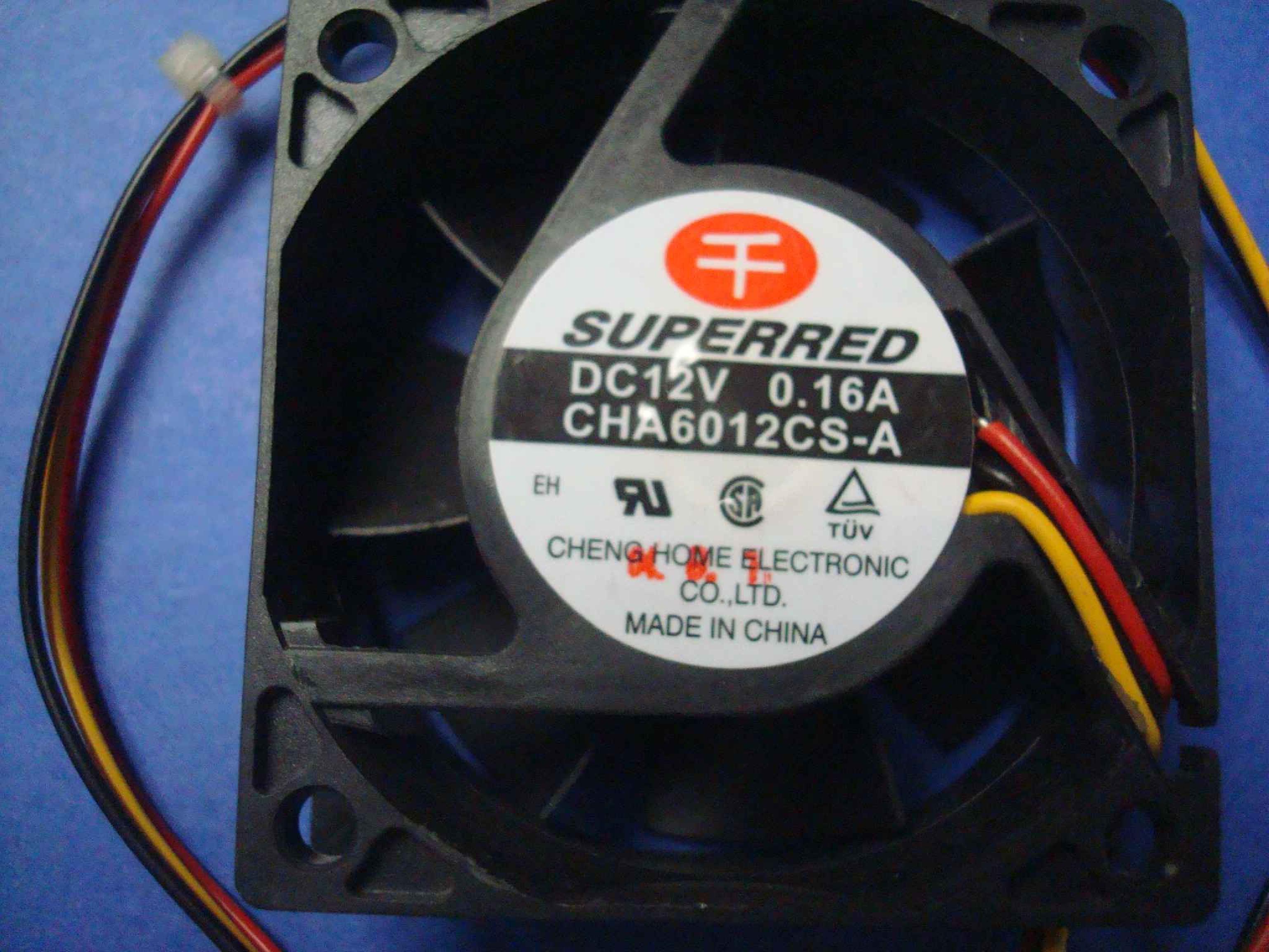 SUPERRED 22P4375 FAN 12V DC 0.16A 60MM BY 25MM THREE WIRES, 14 INCH CABLE WITH CONNECTOR