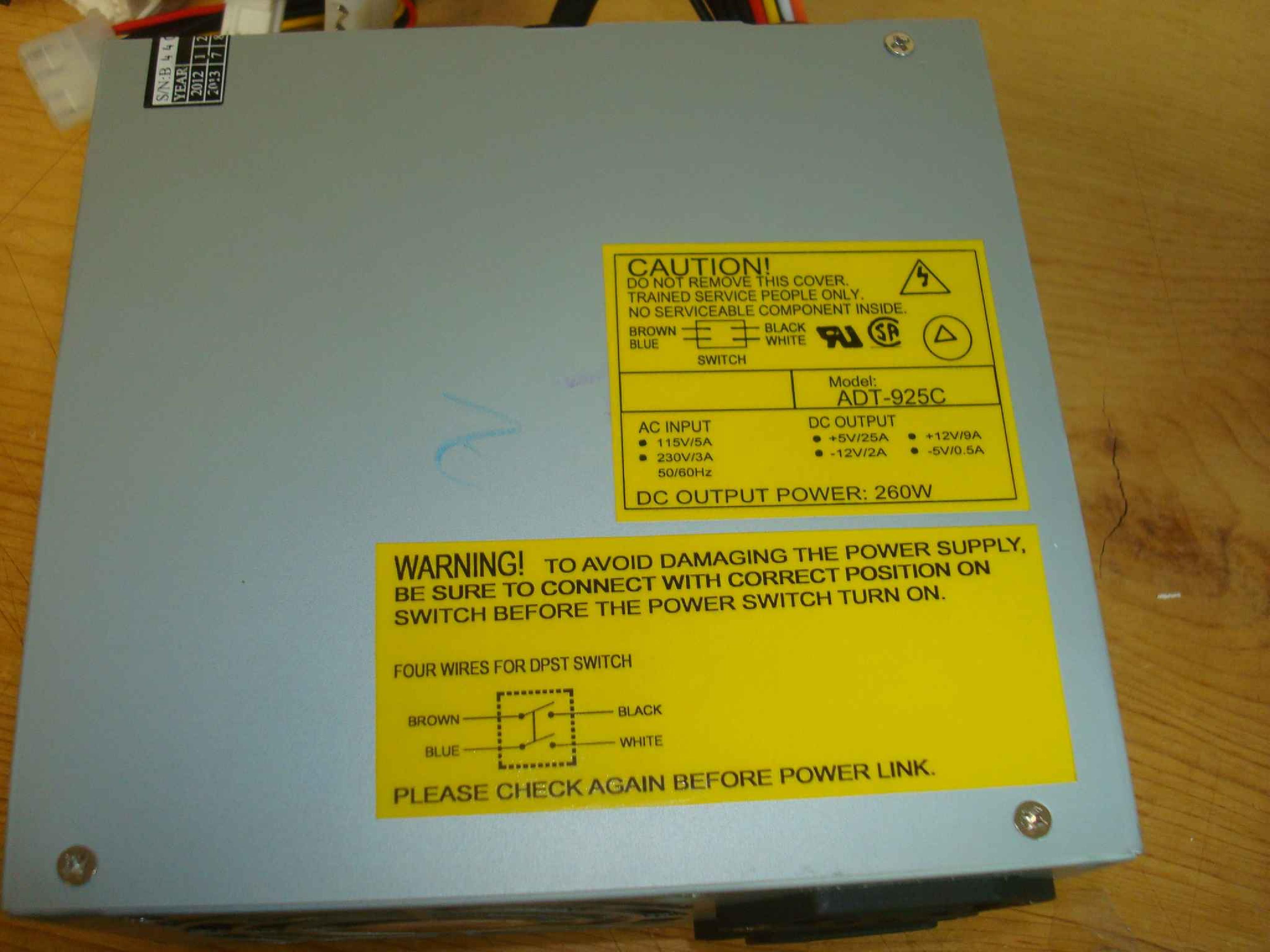 SKYNET ELECTRONICS CI-925-260W 260W AT POWER SUPPLY WITH REMOTE SWITCH