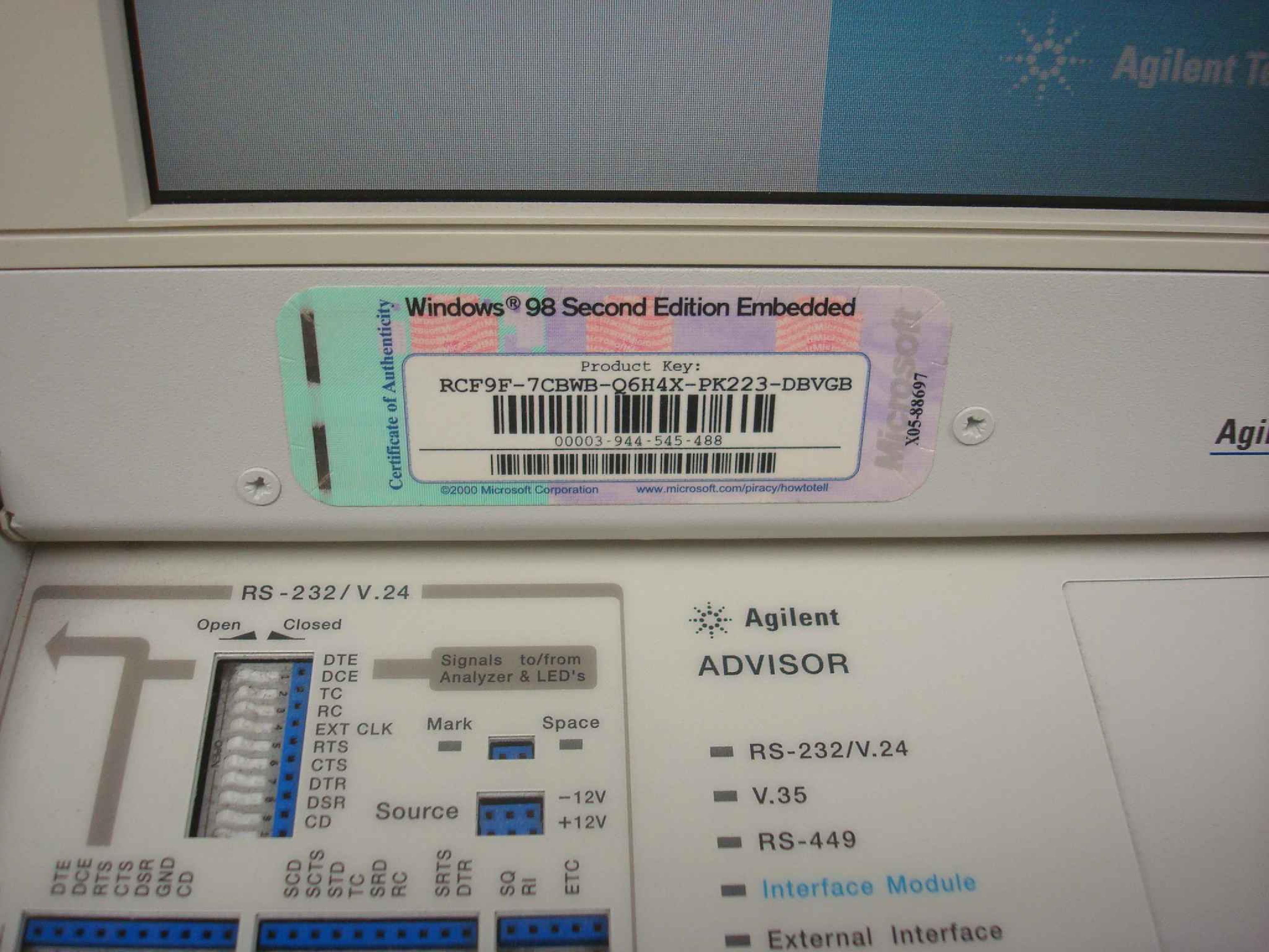 AGILENT TECHNOLOGIES J2300D WIN 98 SECOND EDITION NOTEBOOK COMPUTER WITH V.35 PORT