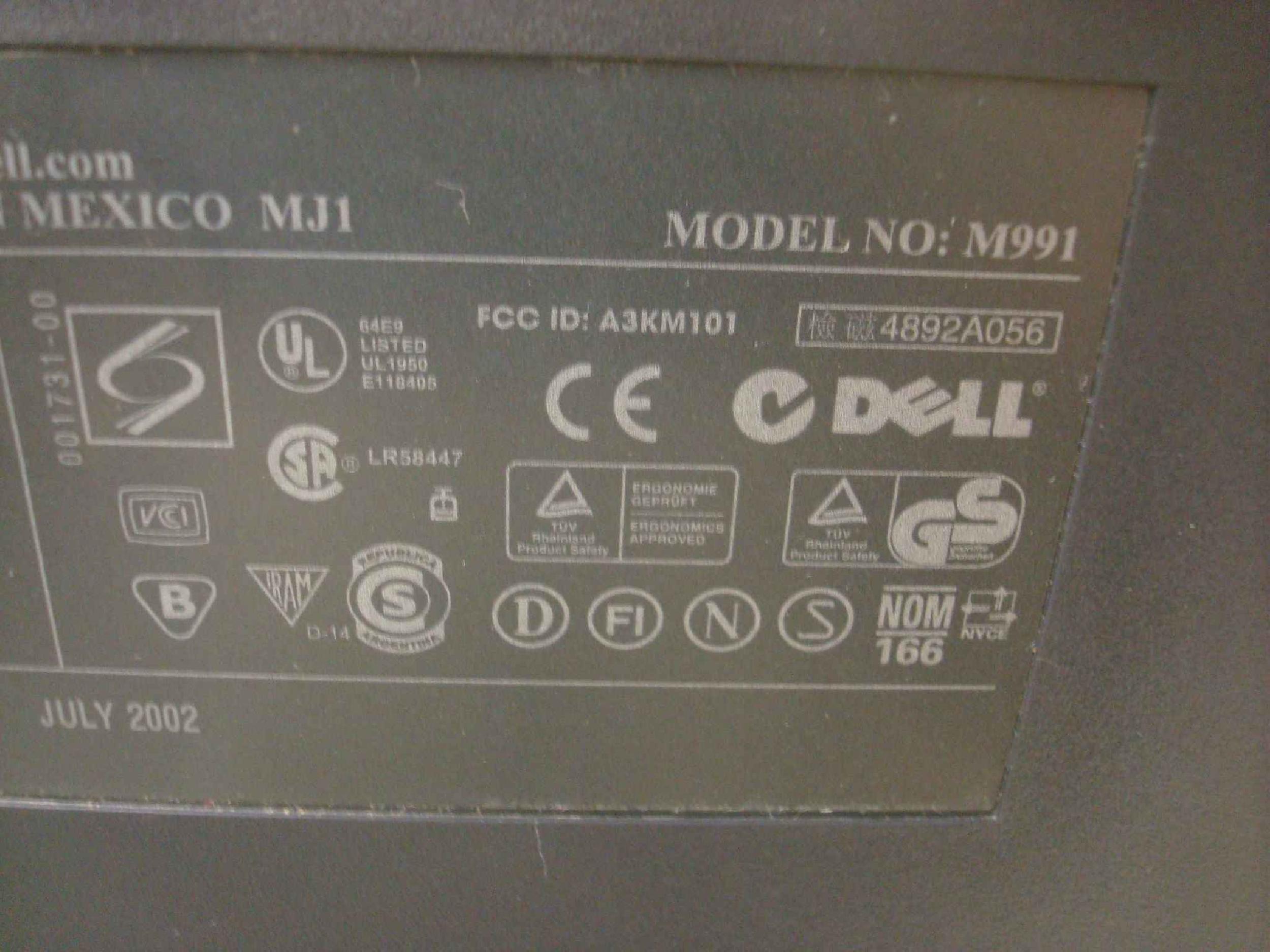 DELL 05C544 19INCH SVGA COLOR MONITOR BLACK