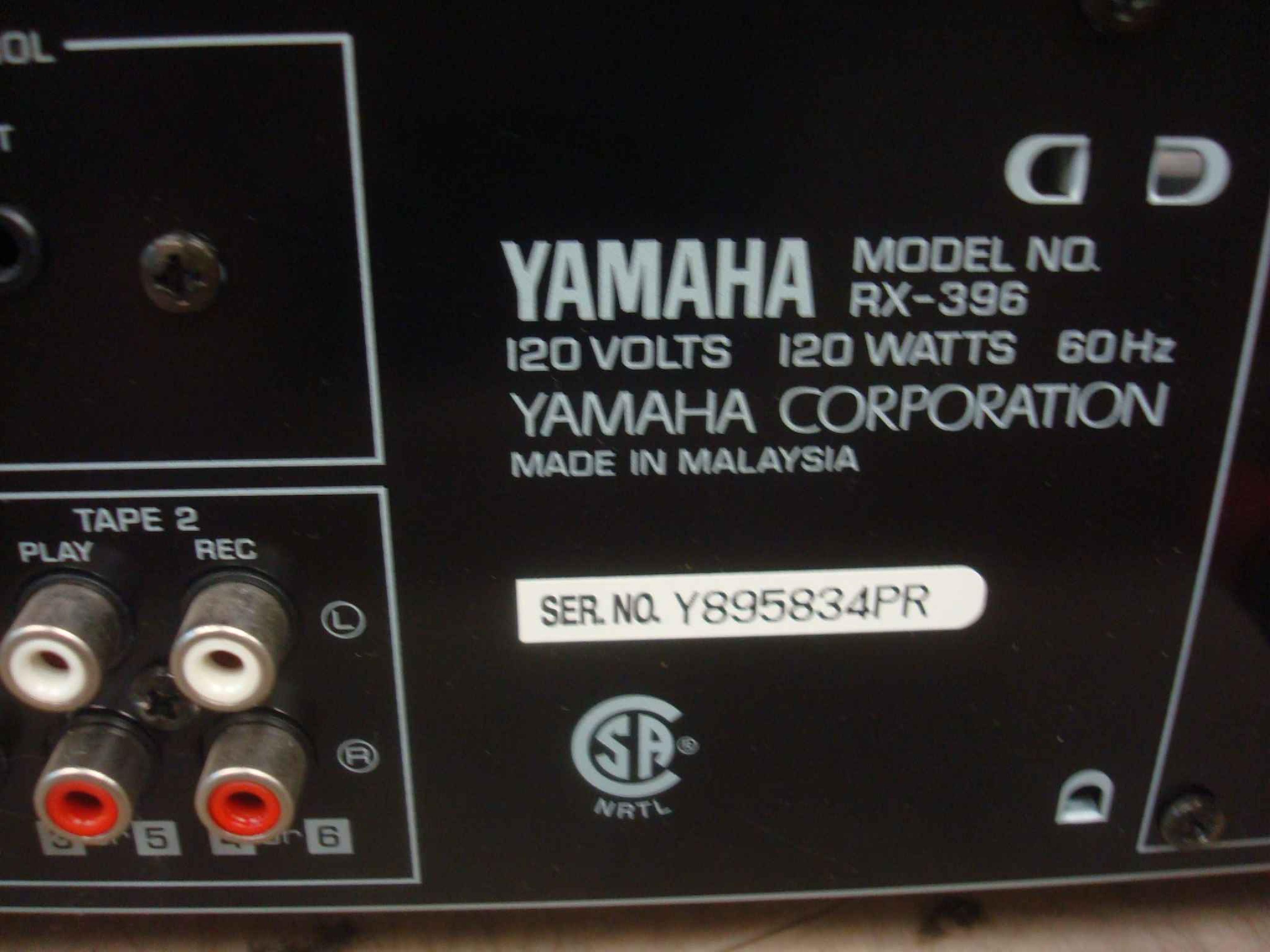 YAMAHA RX-396 NATURAL SOUND STEREO RECEIVER RX-396