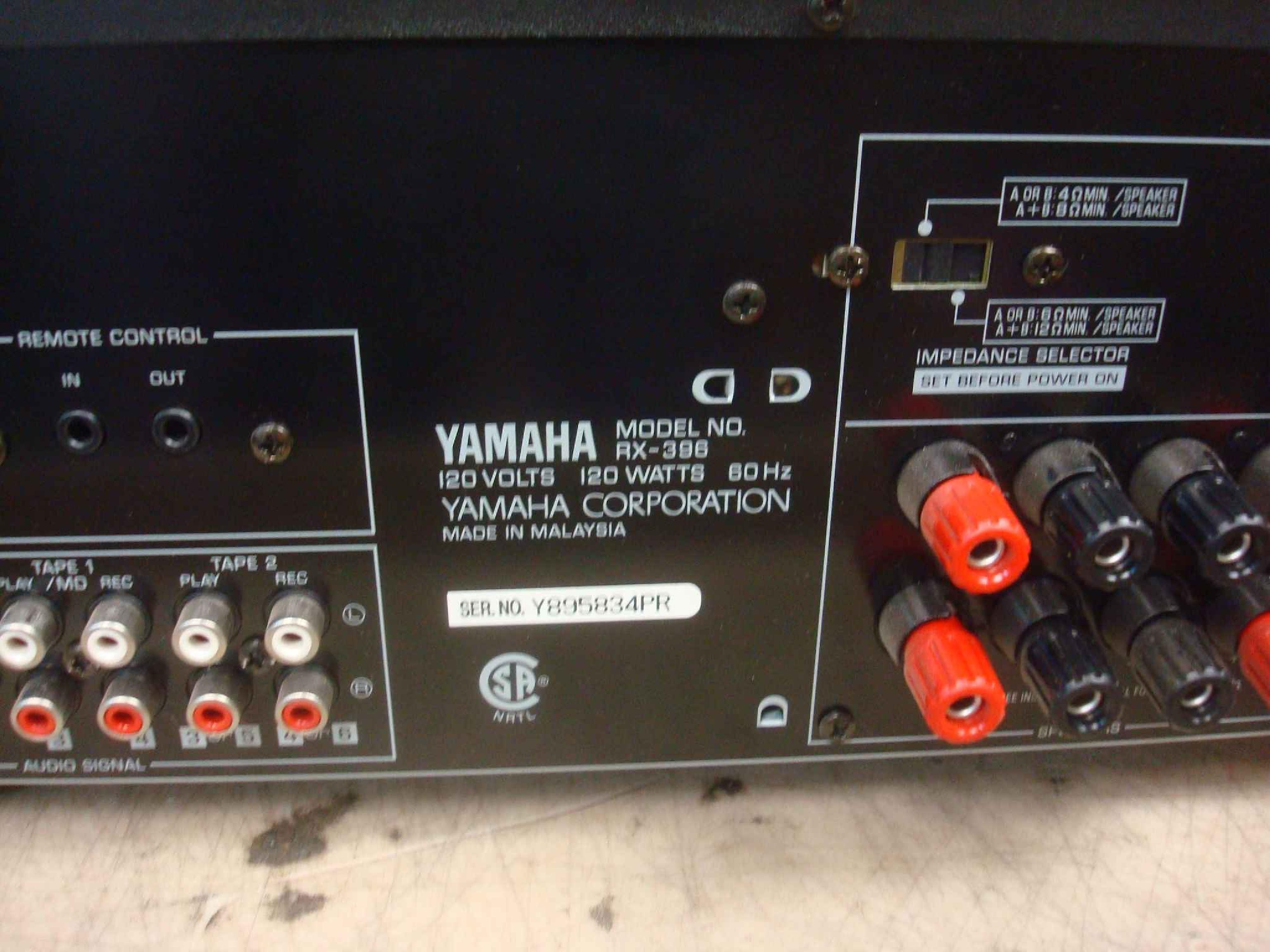 YAMAHA RX-396 NATURAL SOUND STEREO RECEIVER RX-396