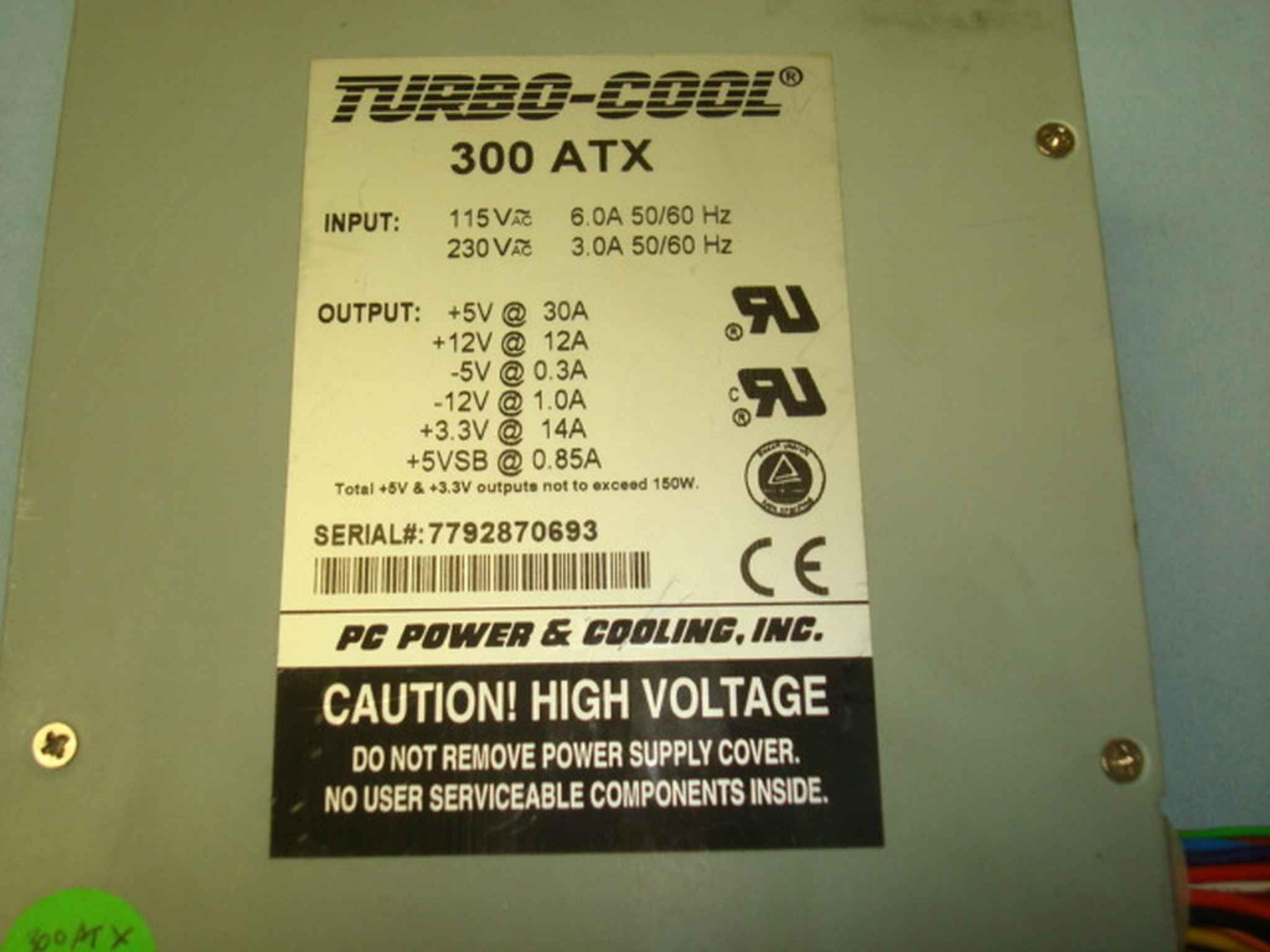 PC POWER AND COOLING 300ATX TURBO-COOL CLONE IN STOCK 300 WATT ATX POWER SUPPLY LONG LONG CABLES