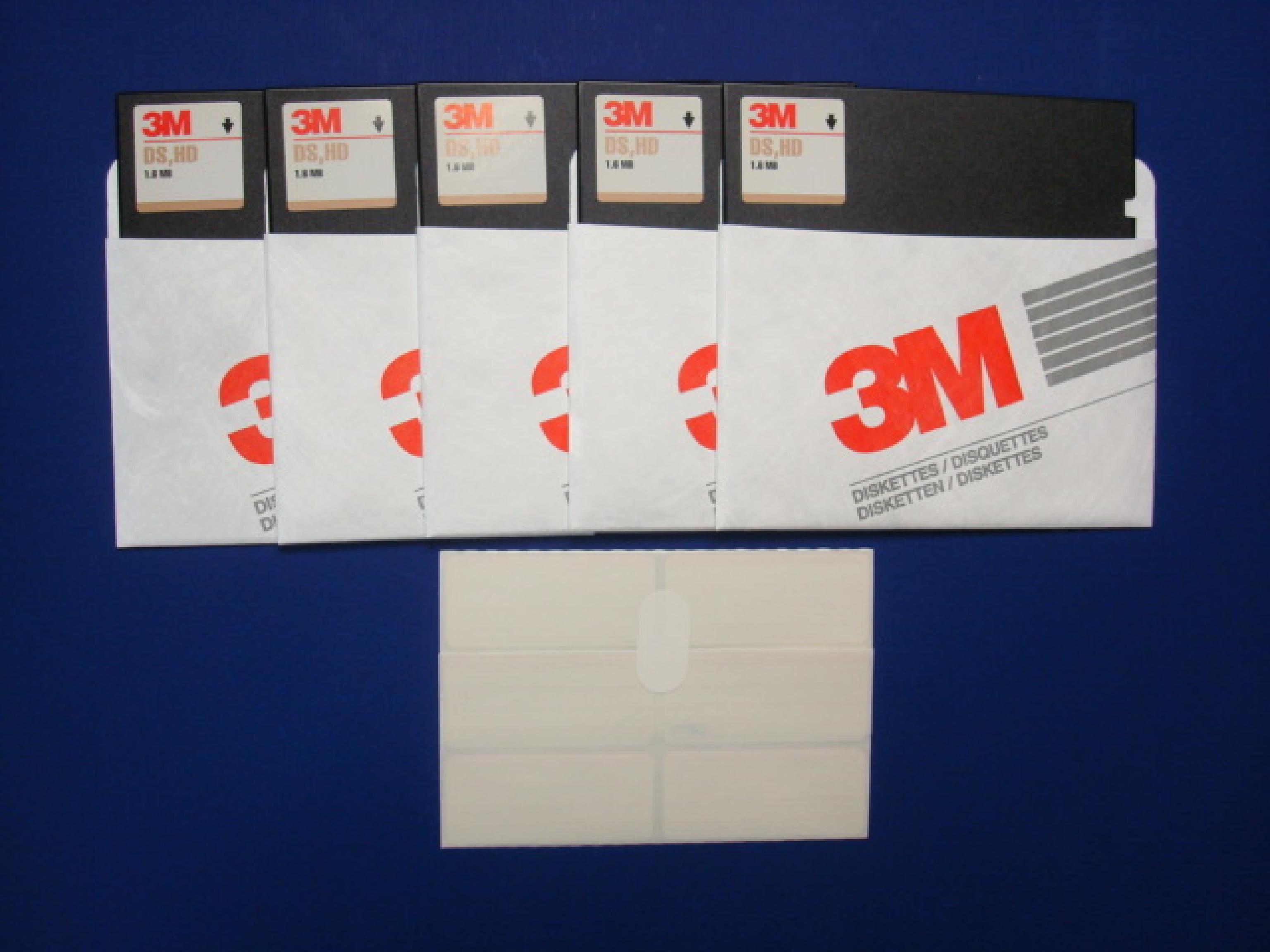 3M / IMATION DSHD DSHD 5.25 INCH DISKETTES, PACKAGE OF 5 UNFORMATTED, WITH COLORED LABELS AND WRITE-PROTECT STICKERS