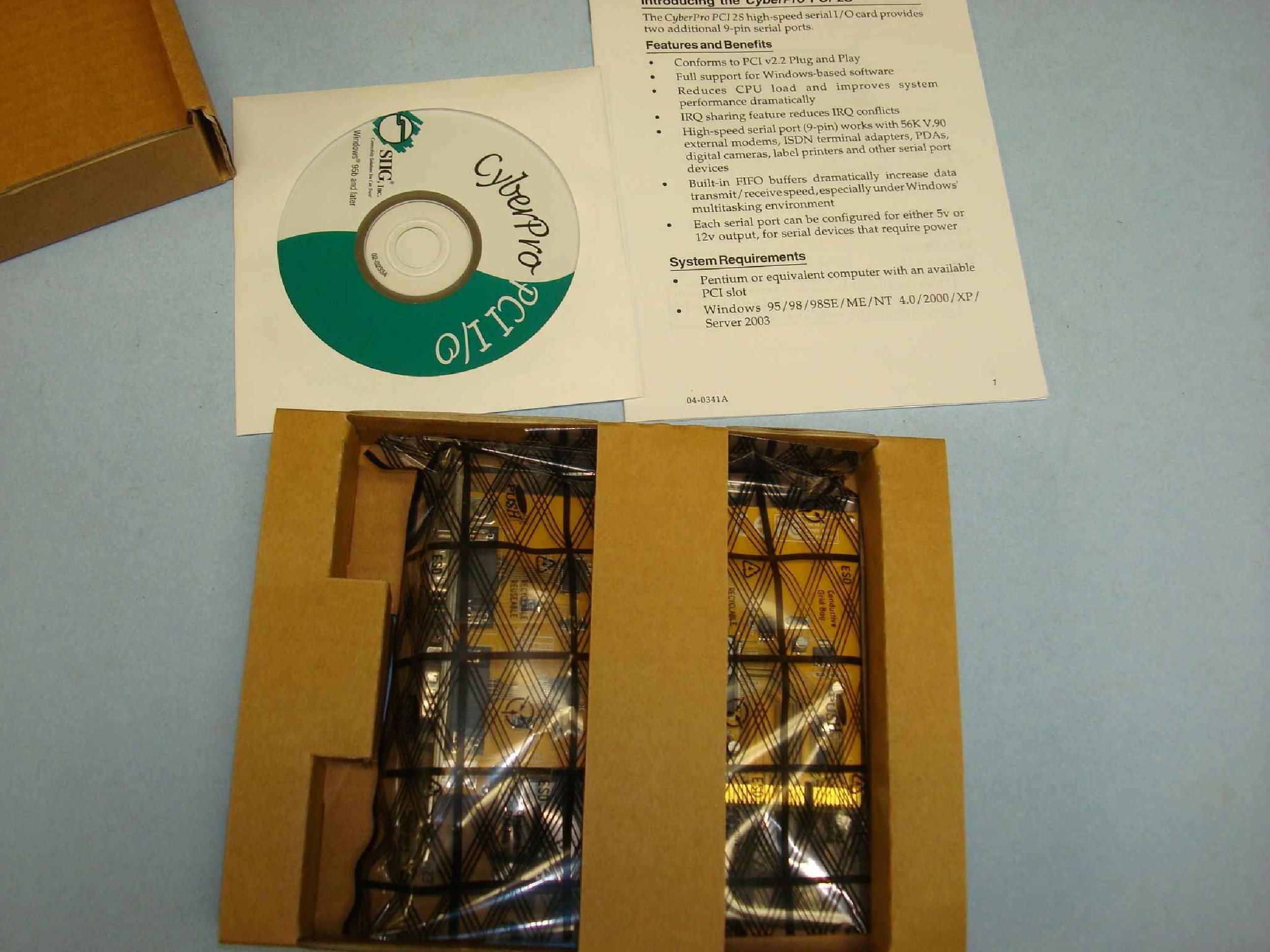 SIIG SIIG CYBERPRO DUAL 9 PIN SERIAL PORT PCI CARD 0 VOLT 5 VOLT AND 12 VOLT