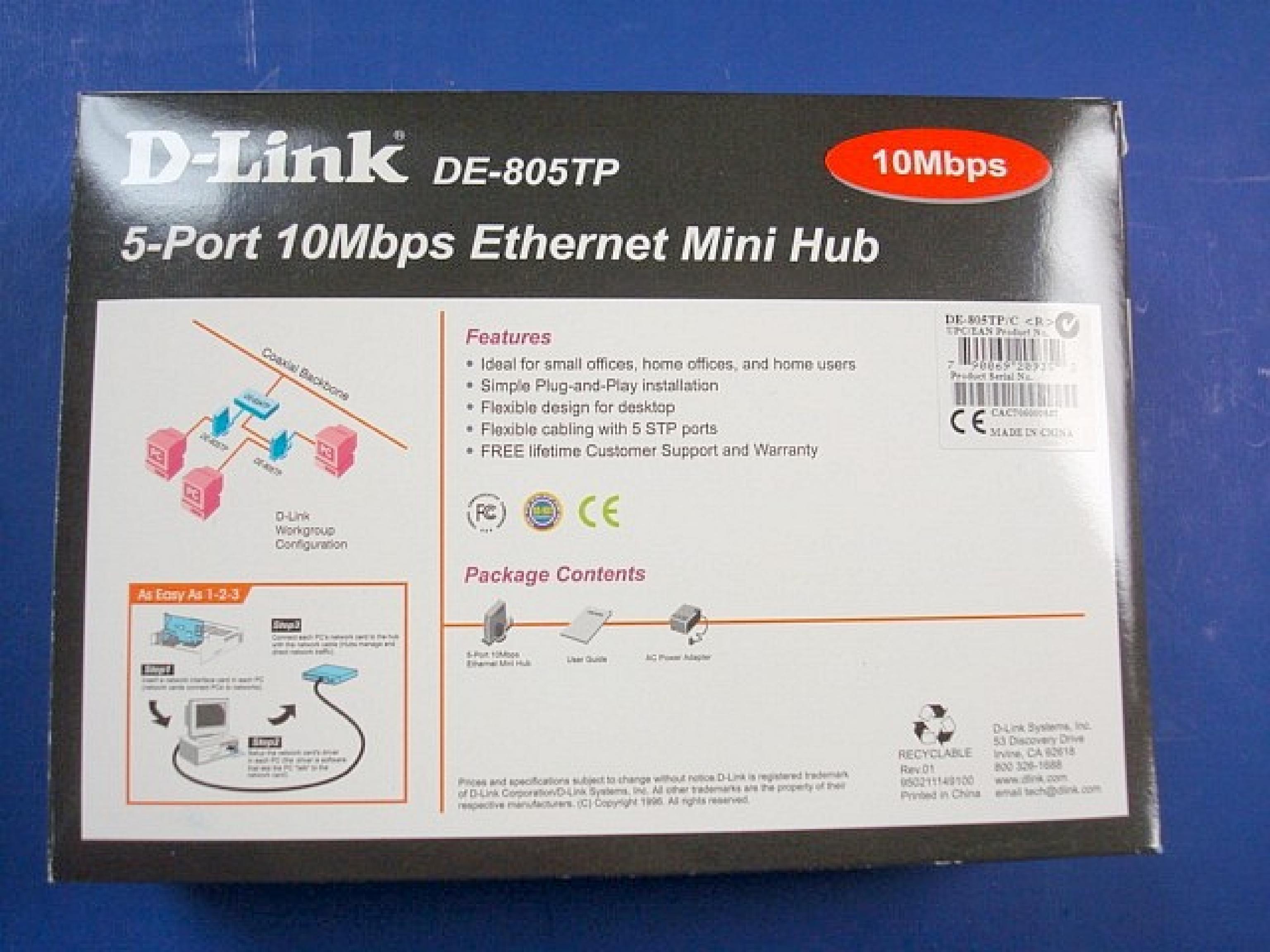 D-LINK SYSTEMS A4882A005 5 PORT 10MBPS ETHERNET MINI HUB