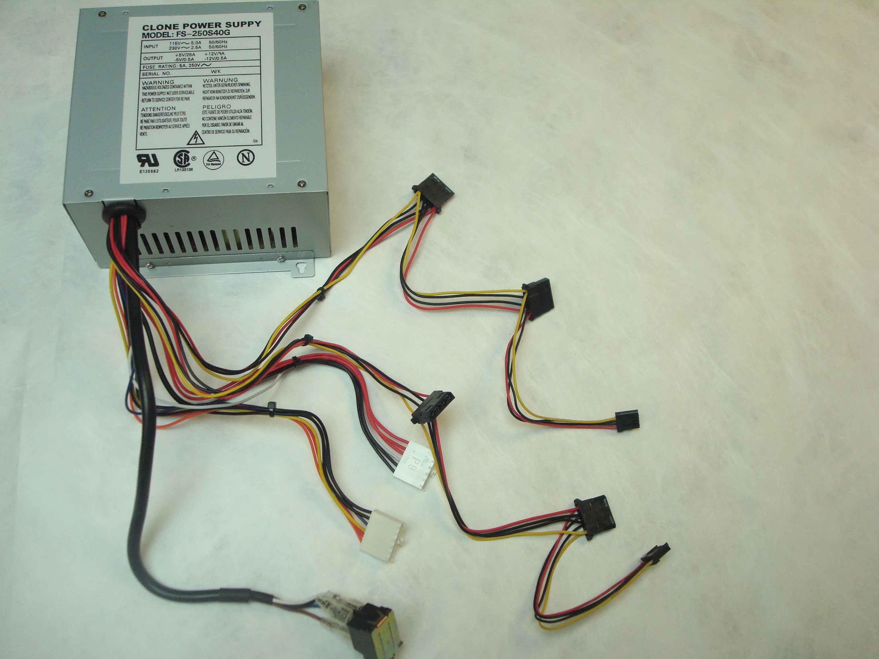 FORTRON SOURCE FS-250S40G CLONE AT POWER SUPPLY W/REMOTE SWITCH