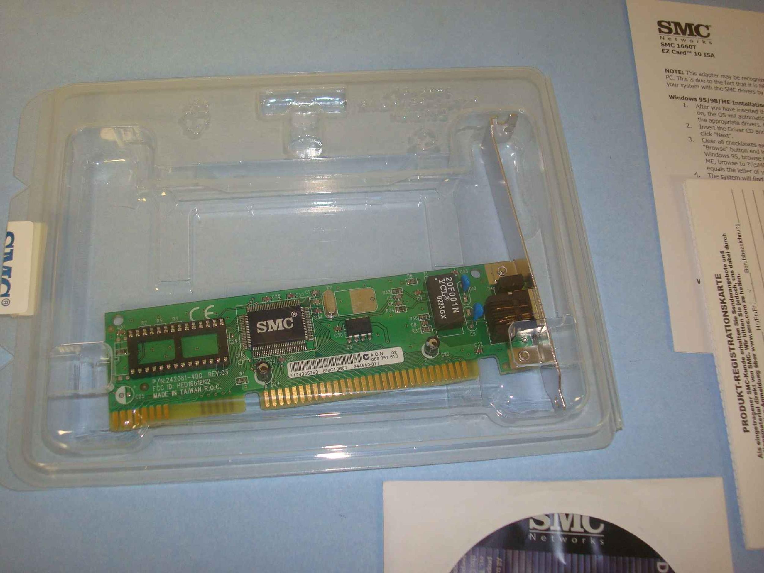 SMC / STANDARD MICROSYSTEMS CORPORATION 662698 ETHER16 10BASET NE2000 ISA PNP OR NON-PNP COMPATIBLE