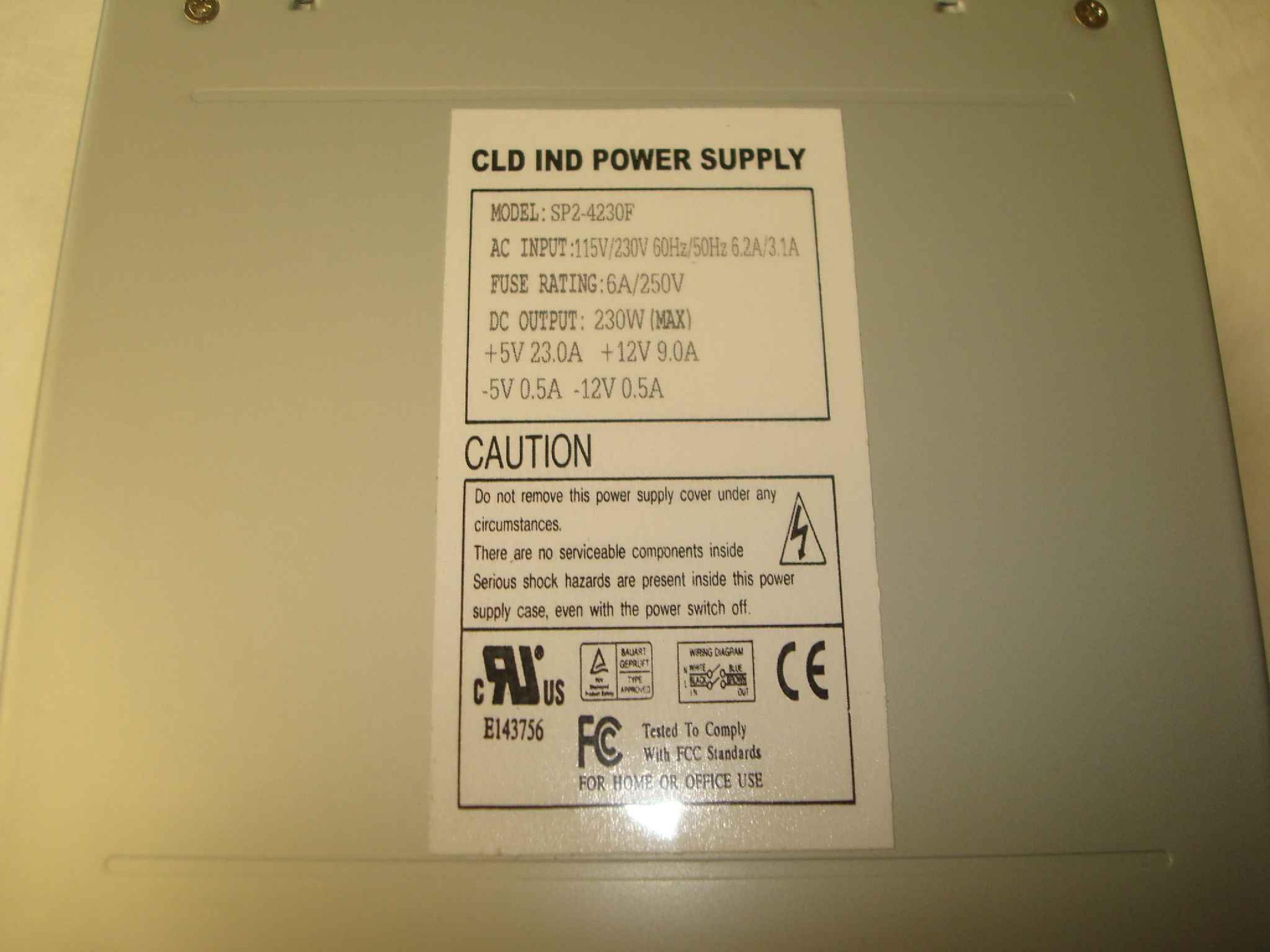 EMACS / ZIPPY / US POWER / CALIFORNIA PC PRODUCTS SP2-4230F CLONE 230W AT POWER SUPPLY