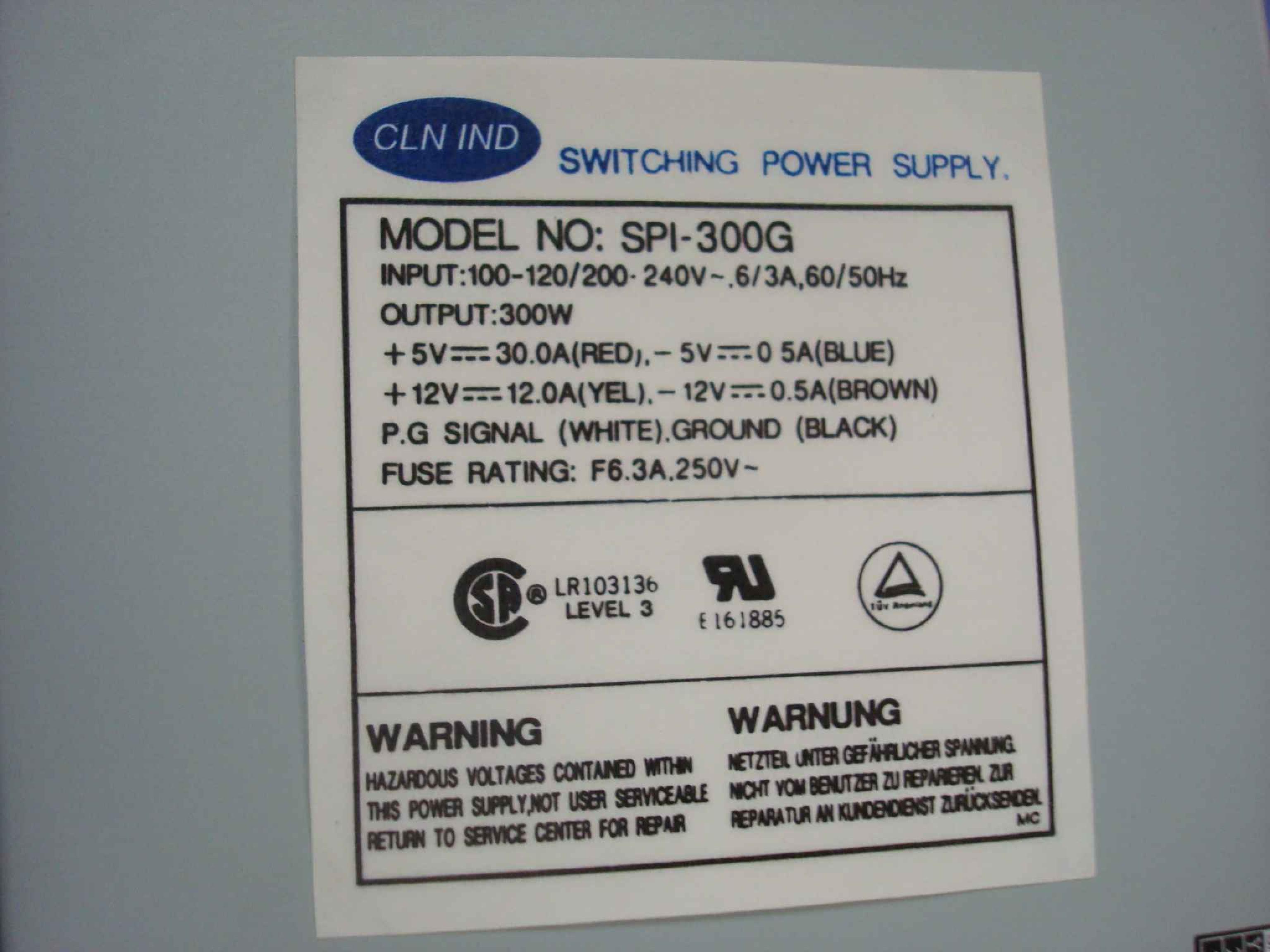 FSP GROUP / SPARKLE POWER INTL LTD / POWER MAN / YATE LOON / AOPEN / ACER 9PP3000115 COMPATIBLE 300W AT POWER SUPPLY W/REMOTE SWITCH AND LONG CABLES