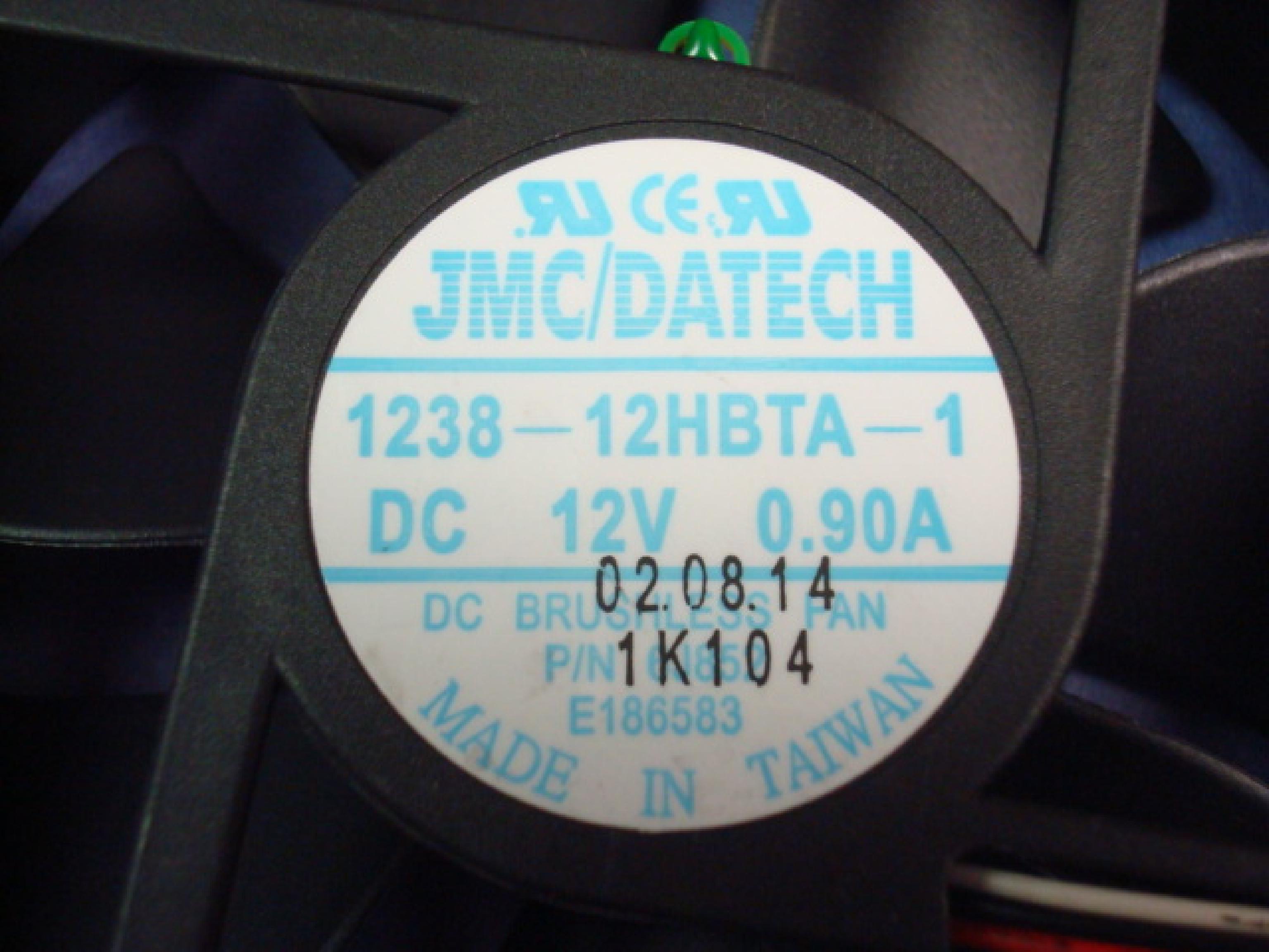 JMC DATECH 1238-12HBTA-1 DELL PN 6J852 FAN 12V DC 1.5A 120MM BY 37MM, 4 3/4 BY 1 1/2 INCHES, 9 INCH 3 WIRE CABLE WITH CONNECTOR