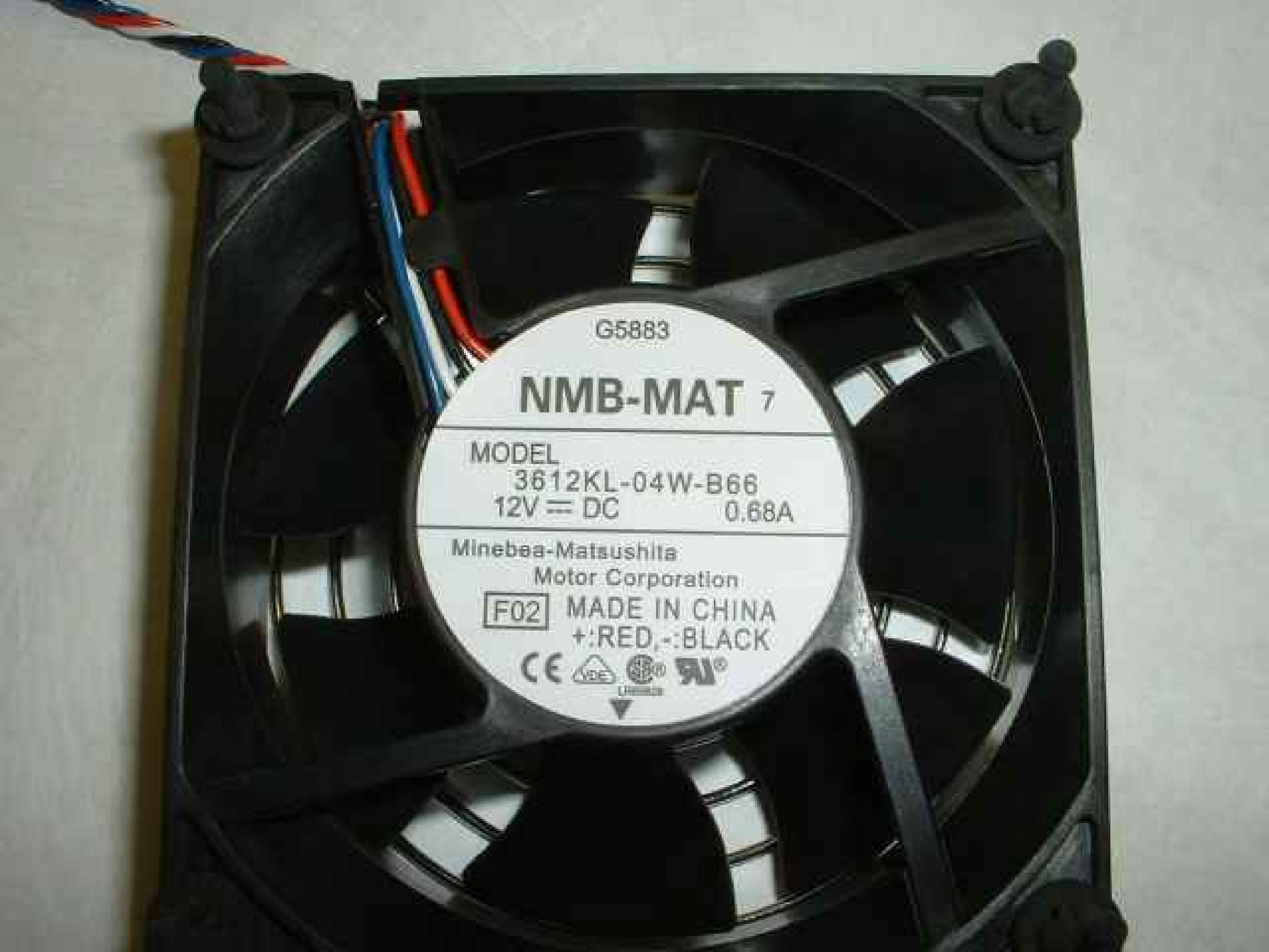 NMB-MAT 3612KL-04W-B66 NEW PULL FROM DELL, FAN 12VDC .68A 90MM BY 32MM, 3 5/8 BY 1 1/4 INCHES, 11 INCH 4 WIRE CABLE WITH 5 PIN DELL CONNECTOR