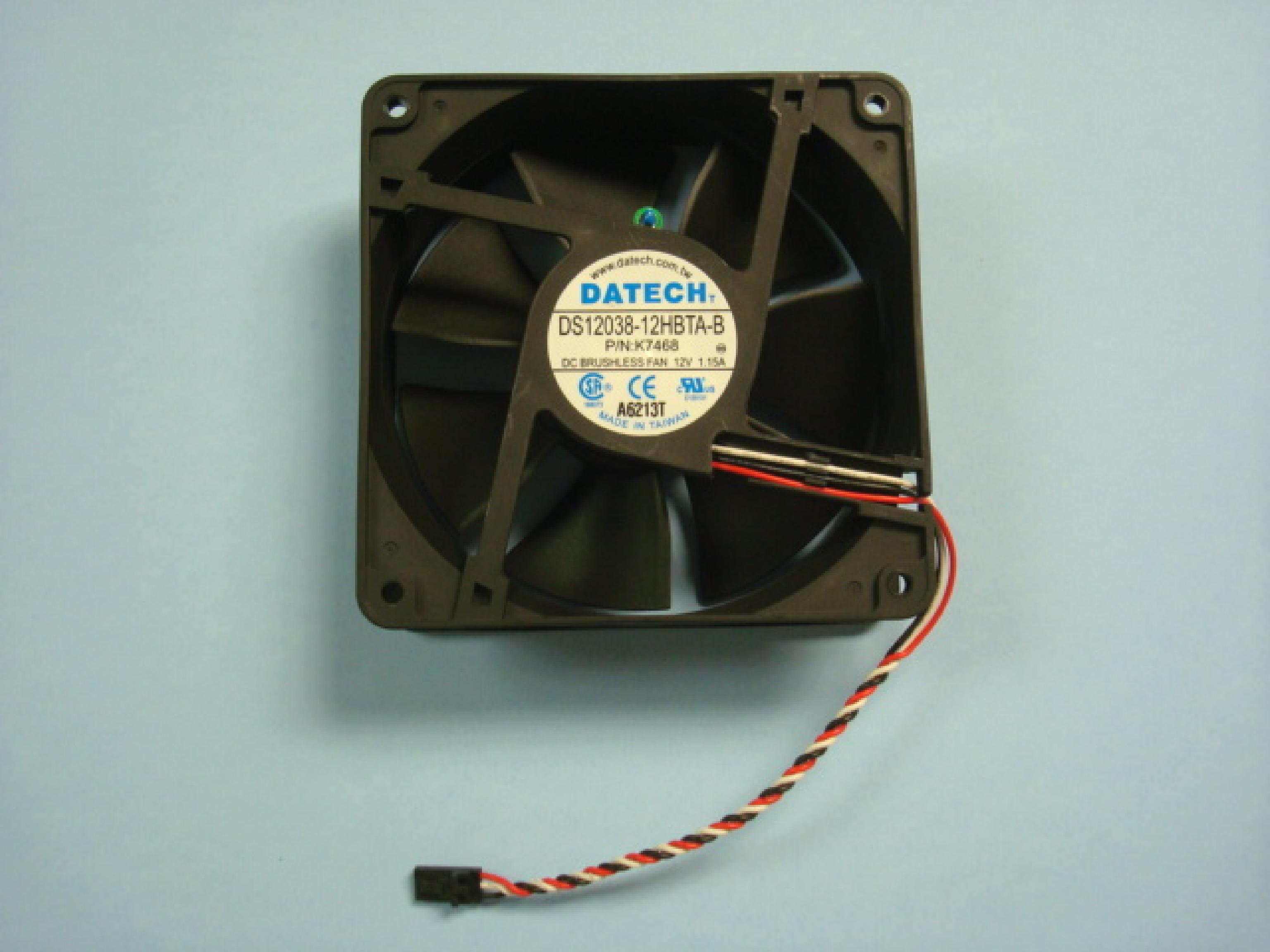 DATECH DS12038-12HBTA-B DELL, FAN 12VDC 1.15A 120MM BY 37MM, 4 3/4 BY 1 1/2 INCHES, 6 INCH 3 WIRE CABLE WITH 3 PIN CONNECTOR