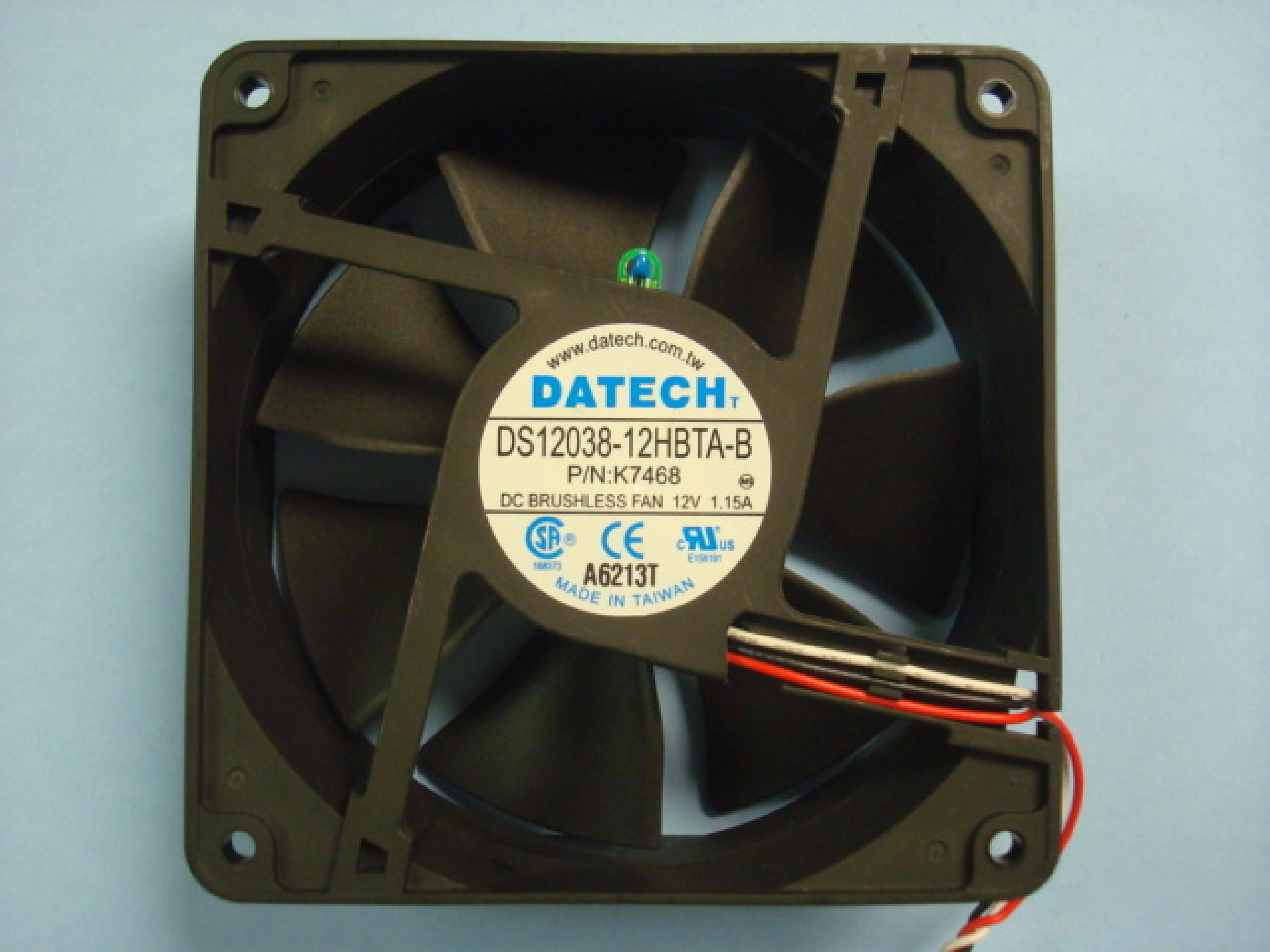 DATECH A6213T DELL, FAN 12VDC 1.15A 120MM BY 37MM, 4 3/4 BY 1 1/2 INCHES, 6 INCH 3 WIRE CABLE WITH 3 PIN CONNECTOR