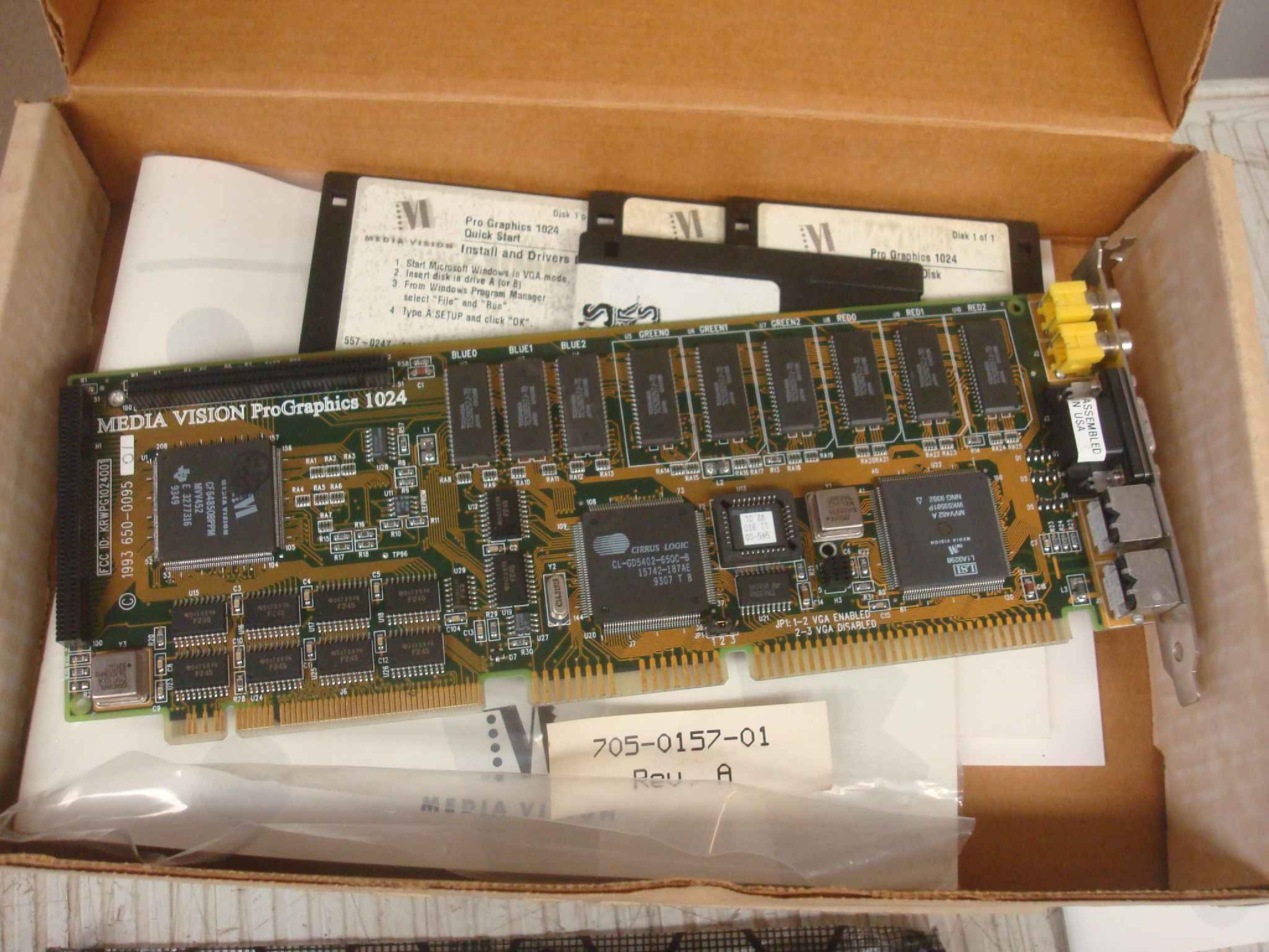 MEDIA VISION 600-0095-01 VESA LOCAL BUS CIRRUS LOGIC CL-GD5402-65QC-B COMPOSITE NTSC IN/OUT SVHS SVIDEO NTSC IN/OUT