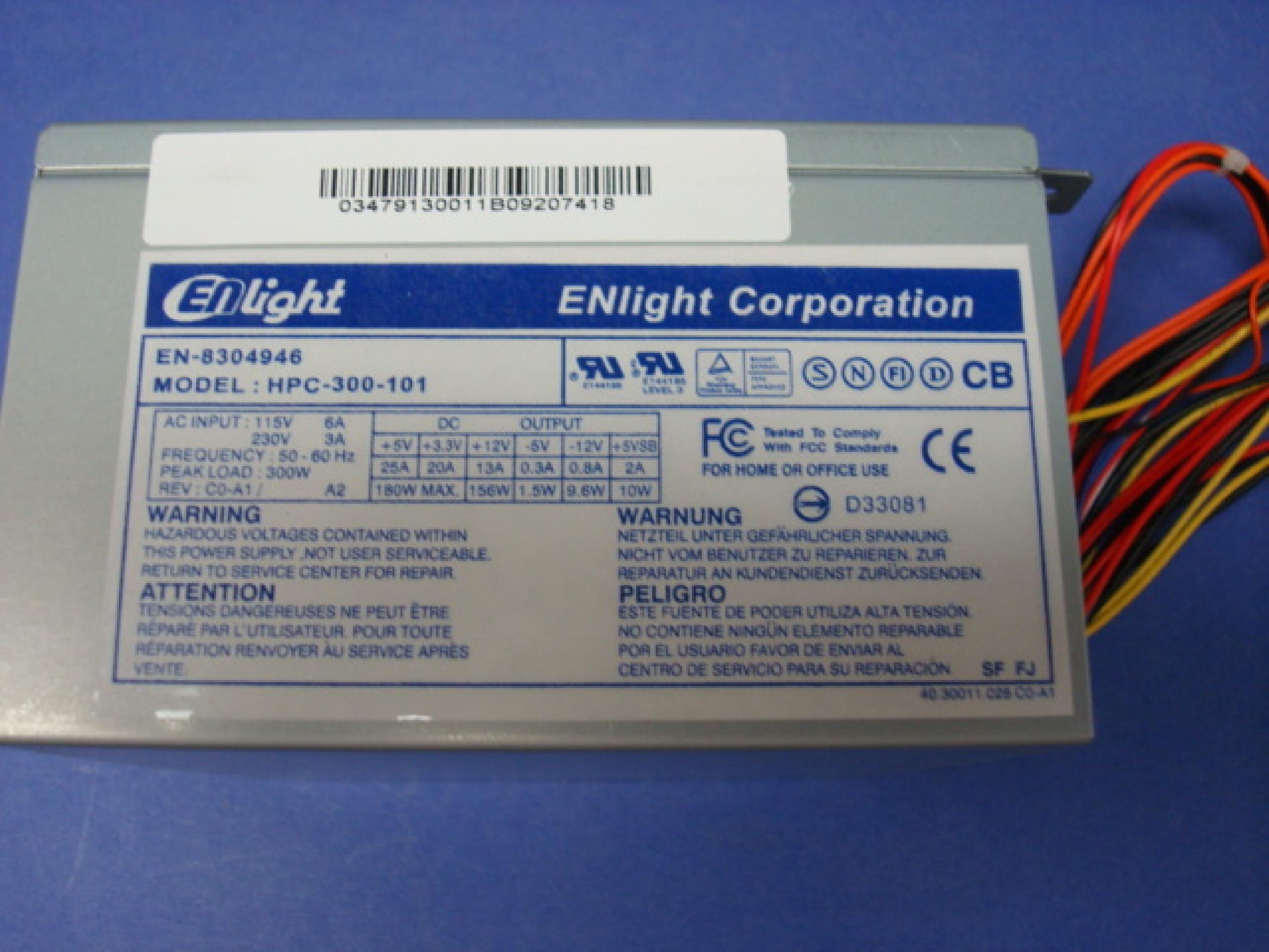 ENLIGHT CORPORATION EN-8304946-CLONE CLONE ATX POWER SUPPLY 300 WATT