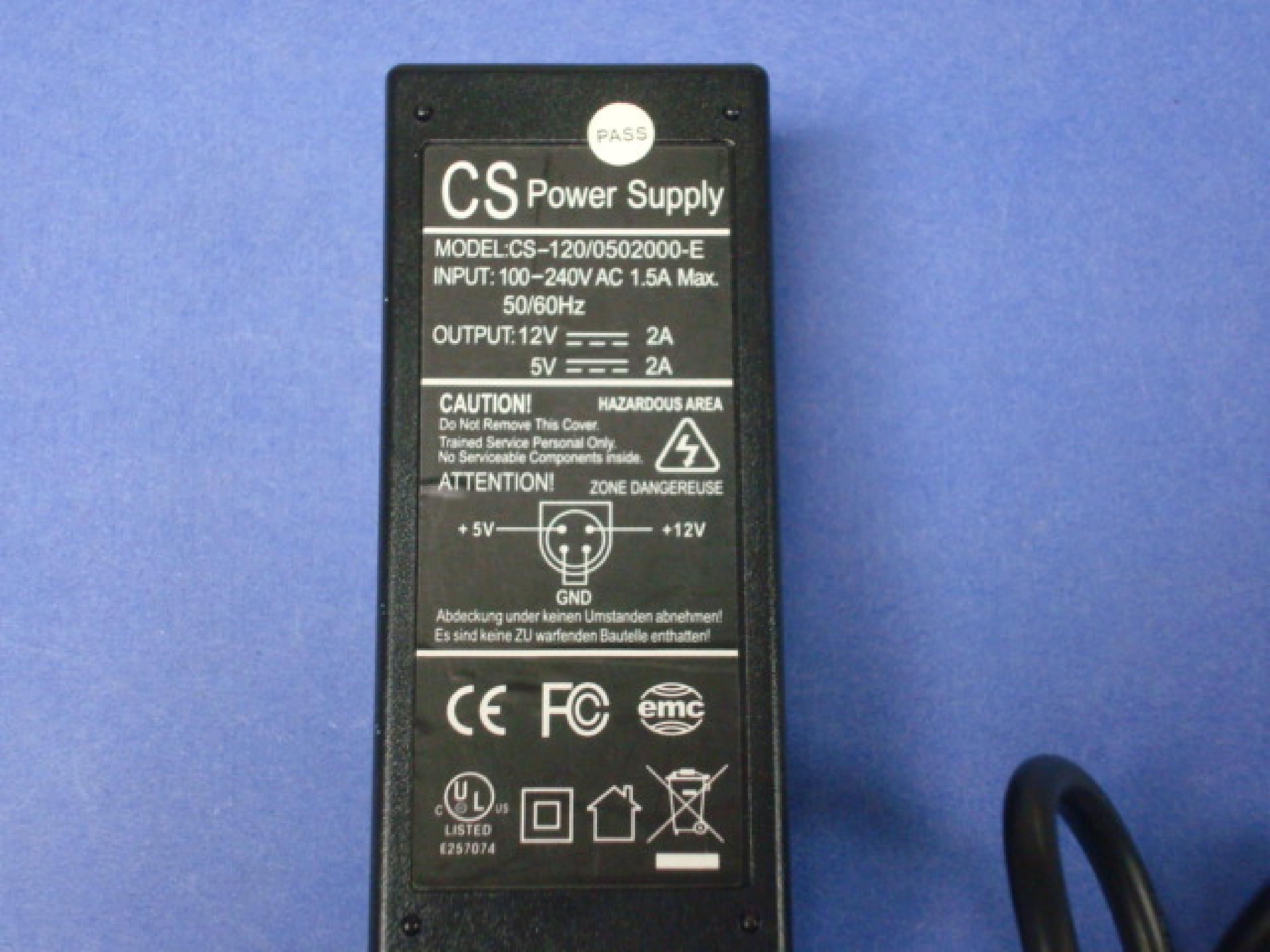 MAD DOG CS-120/0502000-E POWER SUPPLY 12V 2 AMP 5V 2 AMP