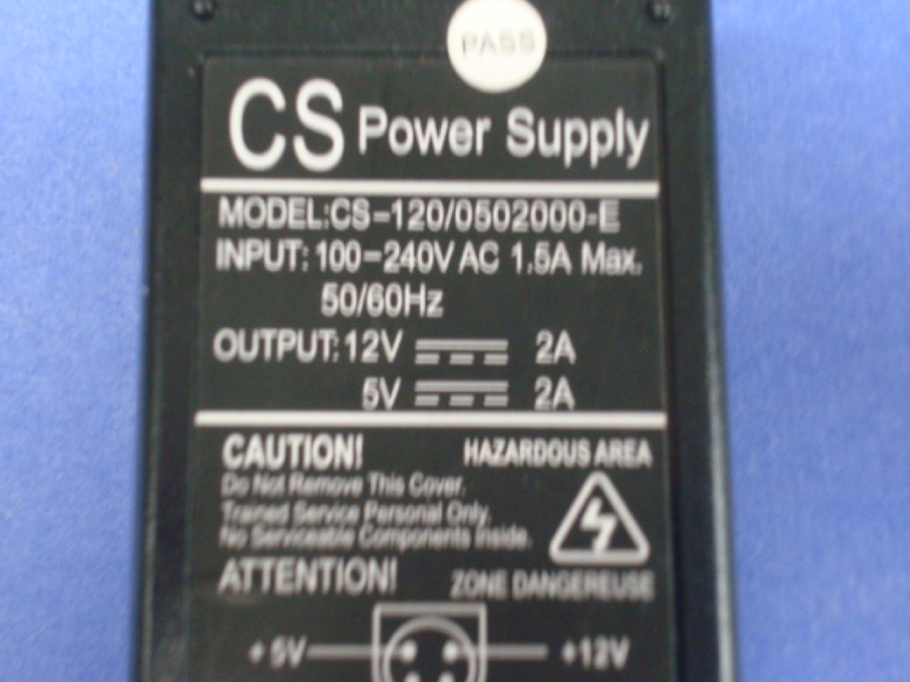 MAD DOG CS-120/0502000-E POWER SUPPLY 12V 2 AMP 5V 2 AMP