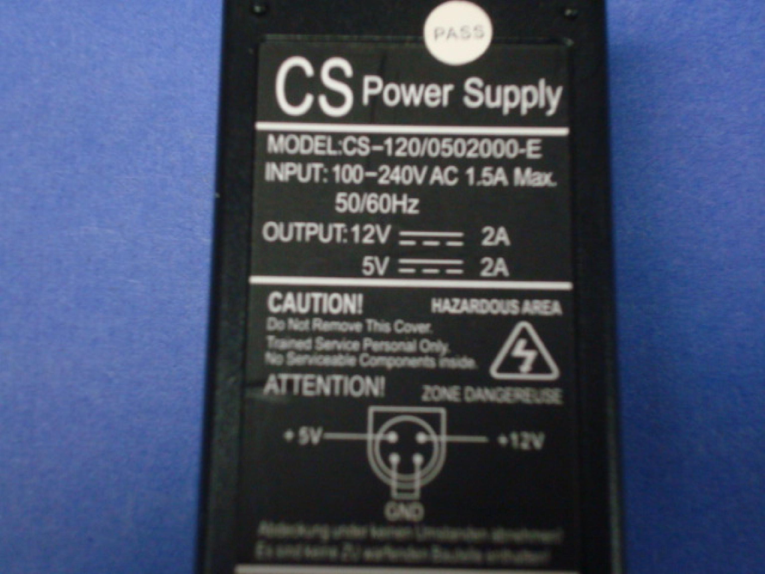 MAD DOG CS-120/0502000-E POWER SUPPLY 12V 2 AMP 5V 2 AMP