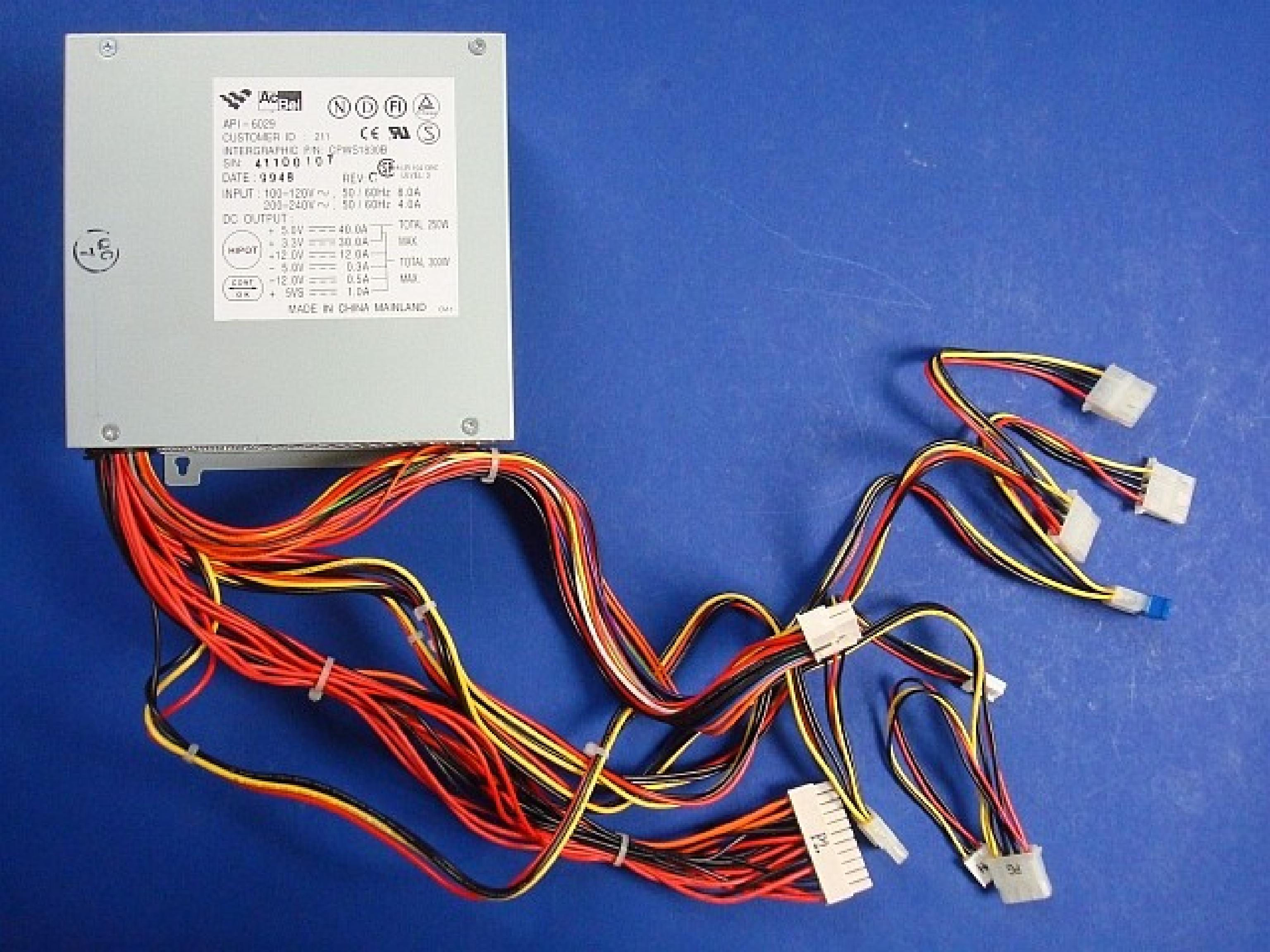 ACBEL API-6029 COMPATIBLE 300W POWER SUPPLY WITH 20 & 22PIN ATX CONNECTORS