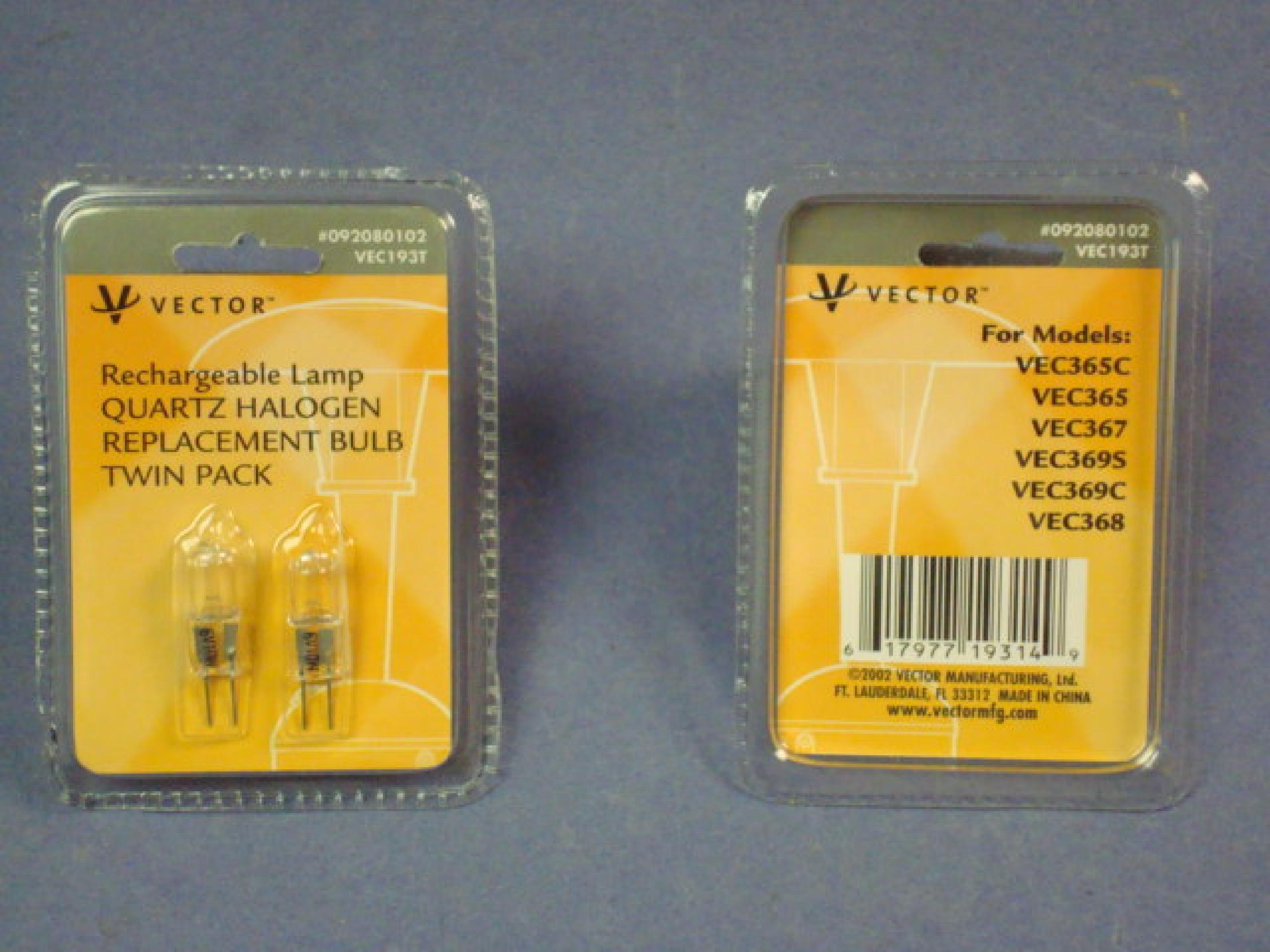 VECTOR 92080102 TWO PACK BULBS FOR VEC365C VEC365 VEC367 VEC369C VEC368