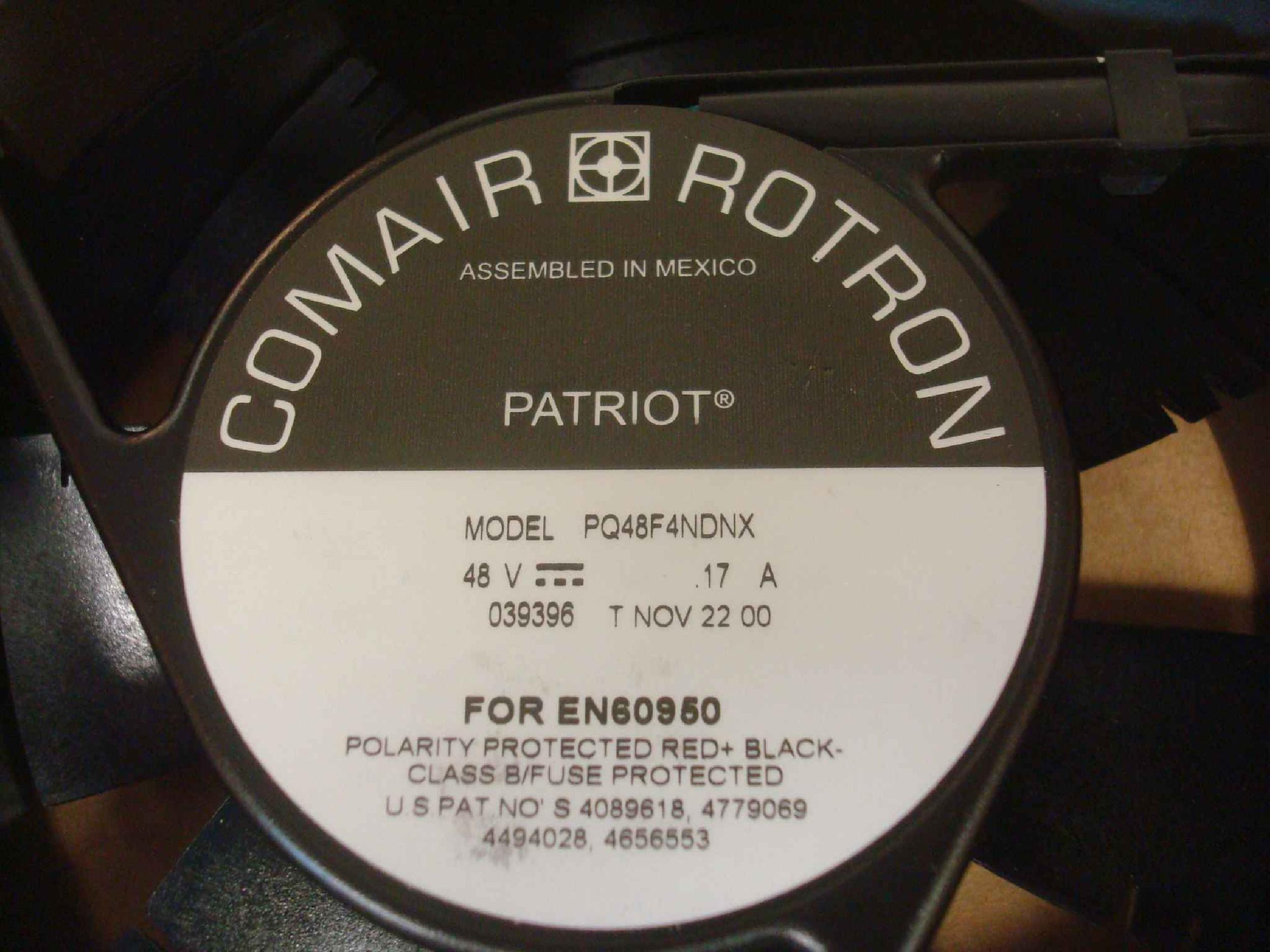 COMAIR ROTRON PQ48F4NDNX 48 VOLT DC FAN 170MM ROUND FEATHERED PATRIOT DC
