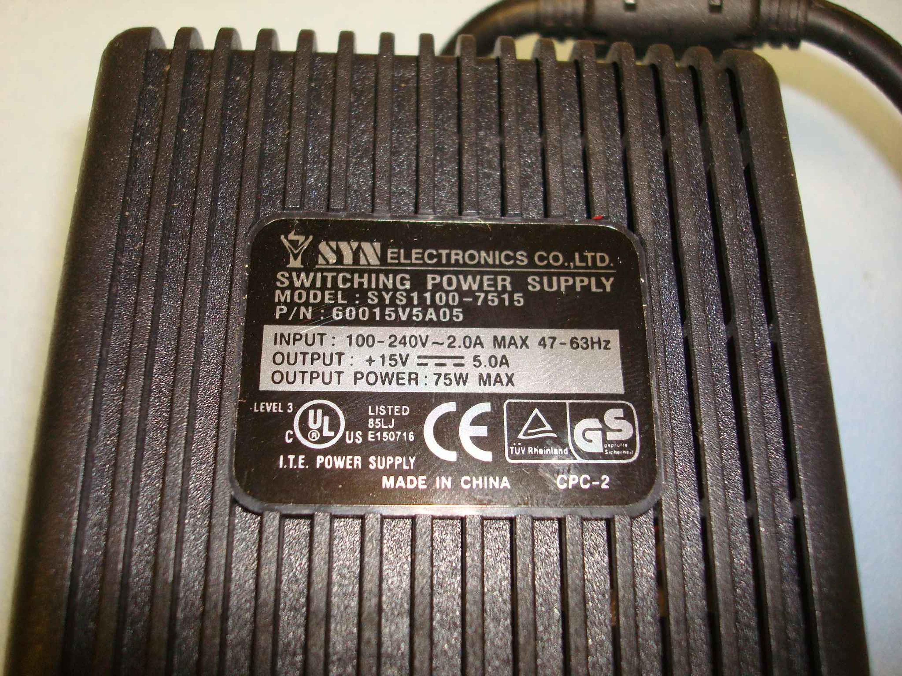 TELXON SYS1100-7515 AC ADAPTER 15VDC 5A 5PIN DIN FOR USE WITH CHARGING STATION