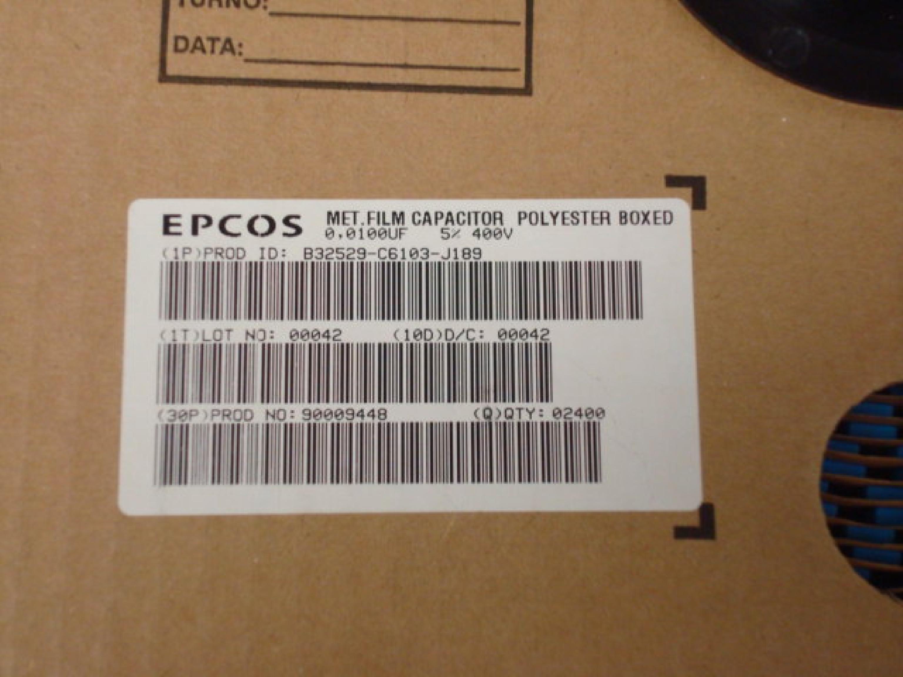 EPCOS B32529-C6103-J189 LOT OF 350 METALLIZED POLYESTER FILM CAPACITOR -0,0100UF 5\% 400V