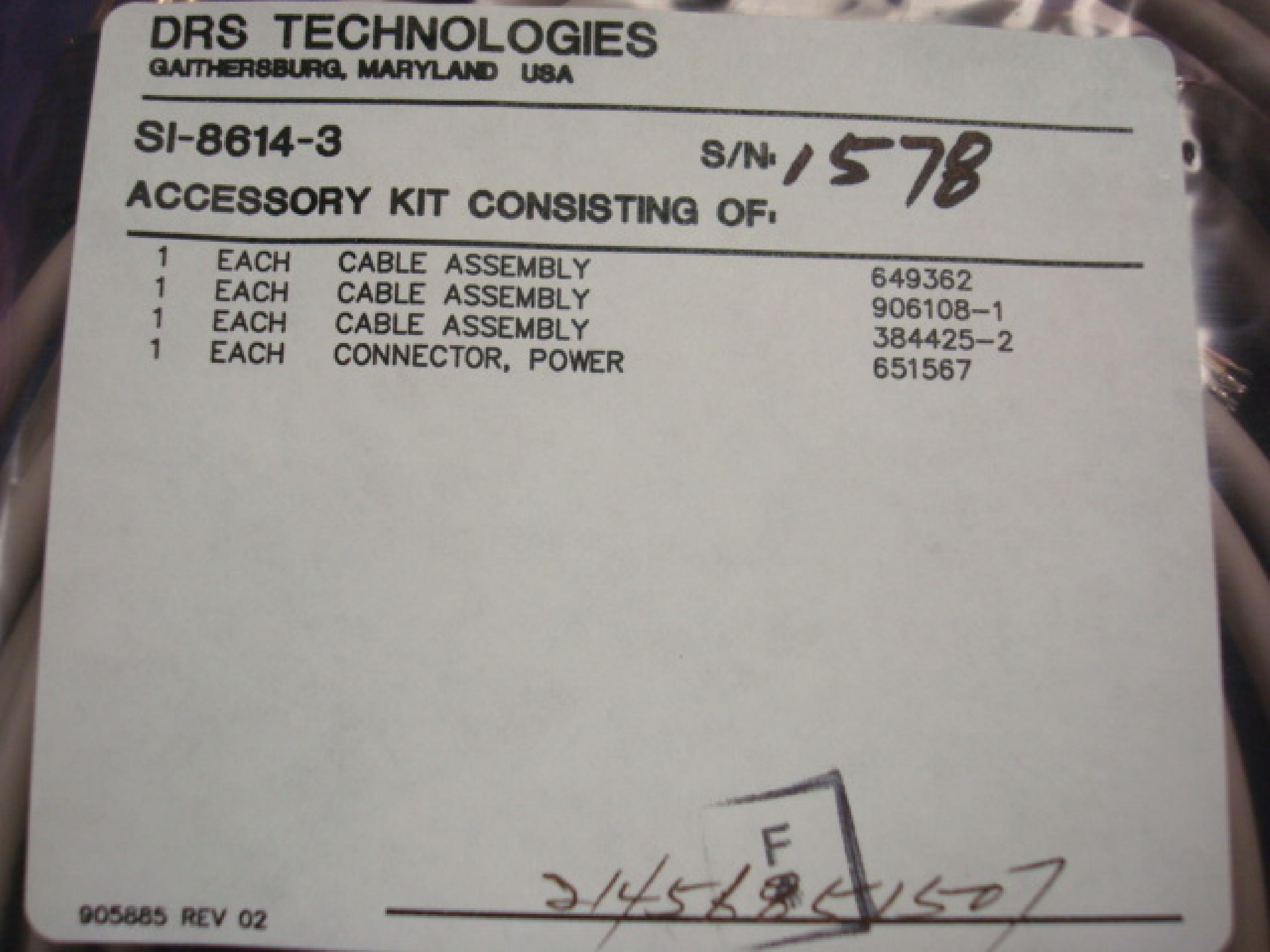 DRS TECHNOLOGIES SI-8614-3 CABLE KIT WITH 649362 906108-1 384425-2 651567 SI-8614-3