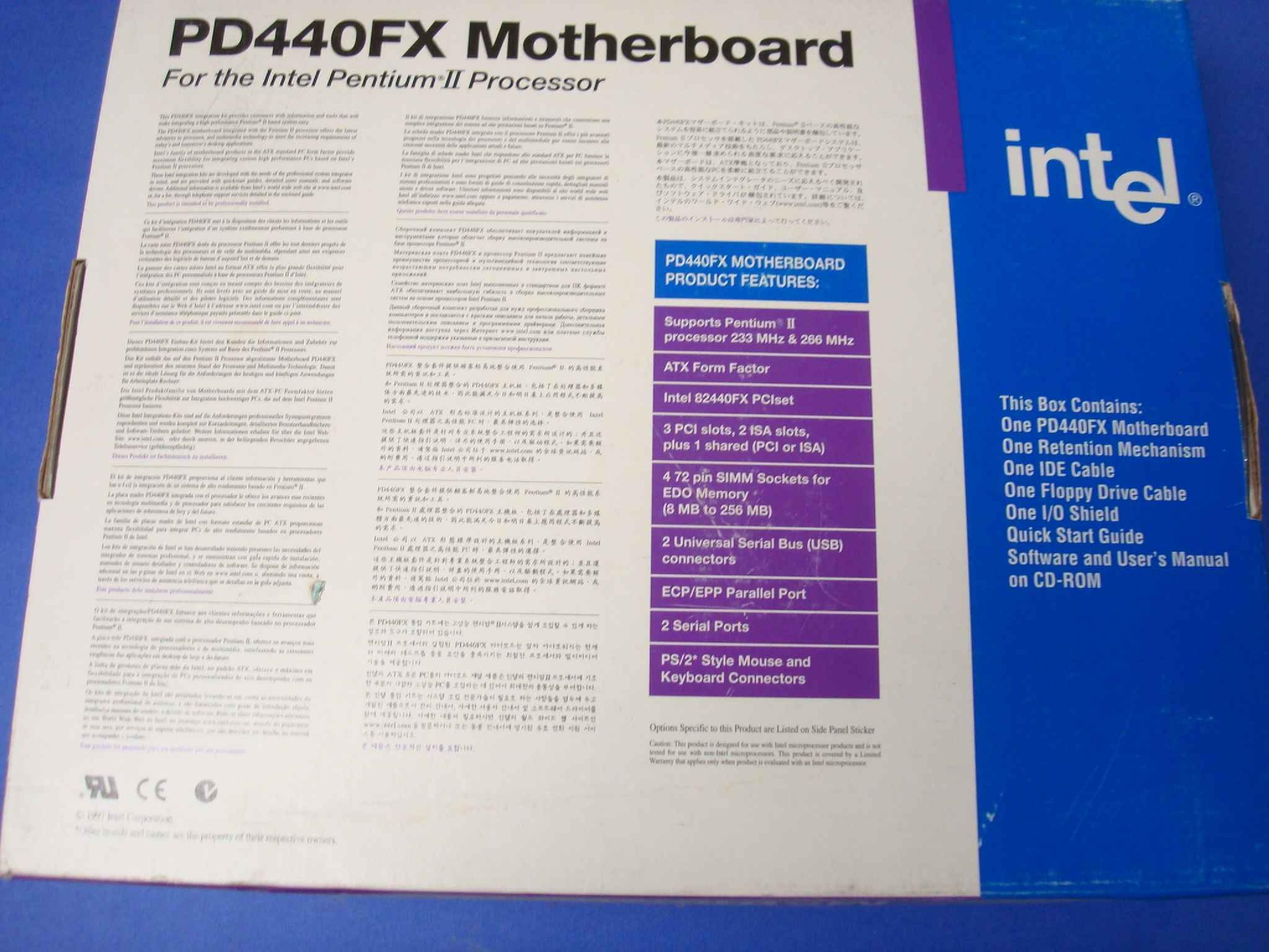 INTEL BOXPD440FXNA OPEN BOX ATX MOTHERBOARD 3 ISA 4 PCI 4 DIMM SLOT 1 PD440FX