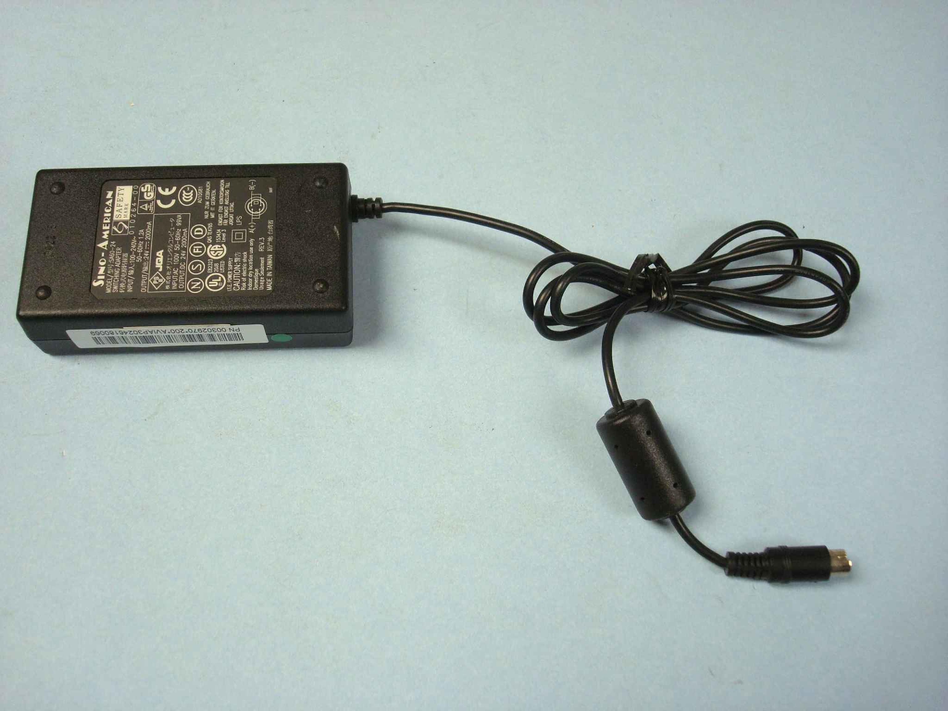 SINO AMERICAN SA60-24 24VDC 2A AC ADAPTER WITH 4PIN MINI DIN CONNECTOR