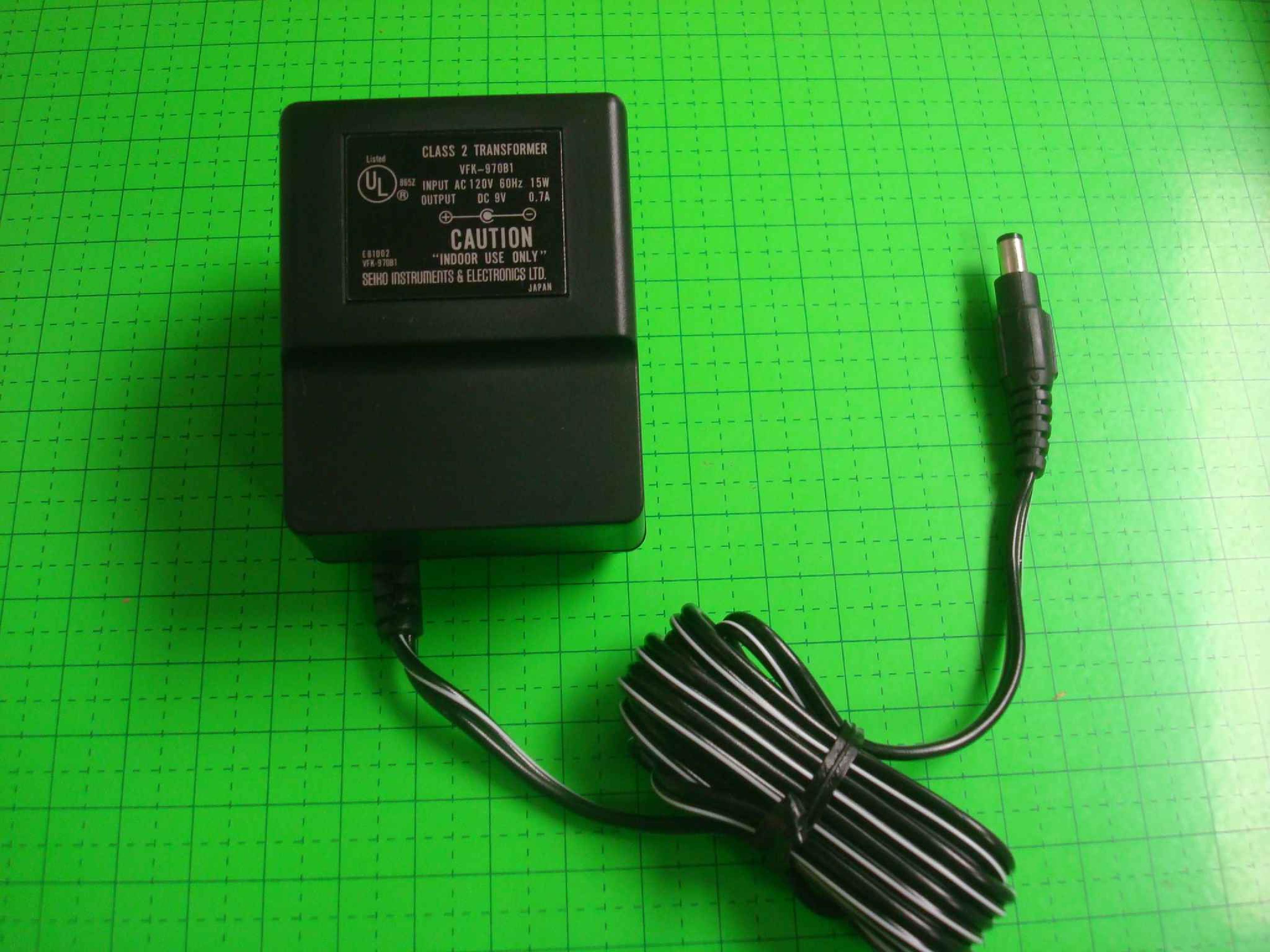 SEIKO VFK-970B1 CLONE AC ADAPTER 9VDC .7A BARREL CONNECTOR OD:5.5MM ID:2.1MM