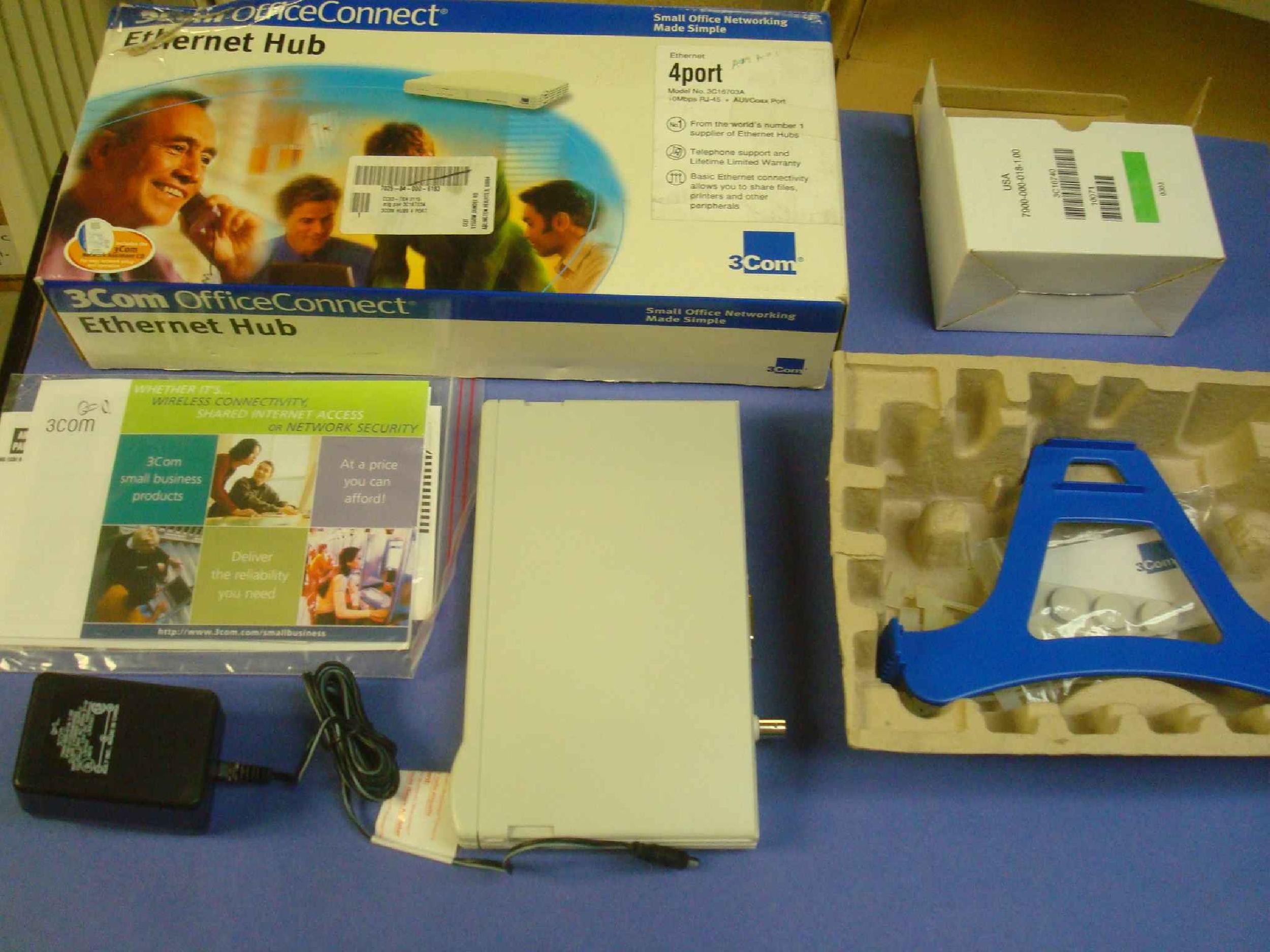 3COM / HP / HEWLETT PACKARD 1670-310-050-2.01-OPEN BOX OPEN BOX OFFICECONNECT ETHERNET HUB 4C, 4 RJ45 PORTS 10BT, 1 AUI PORT 10B5, 1 BNC PORT 10B2