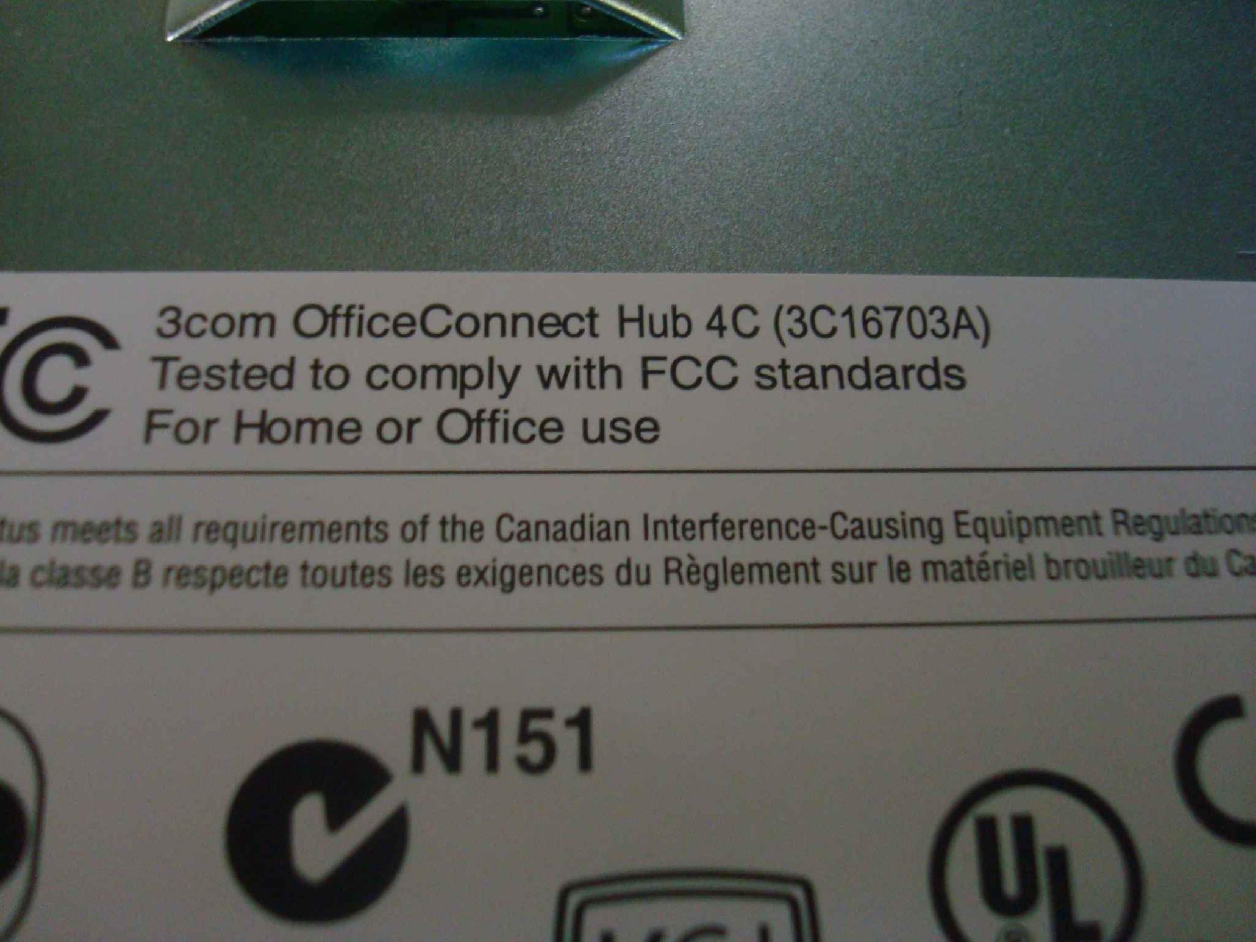 3COM / HP / HEWLETT PACKARD 1670-310-050-2.01-OPEN BOX OPEN BOX OFFICECONNECT ETHERNET HUB 4C, 4 RJ45 PORTS 10BT, 1 AUI PORT 10B5, 1 BNC PORT 10B2