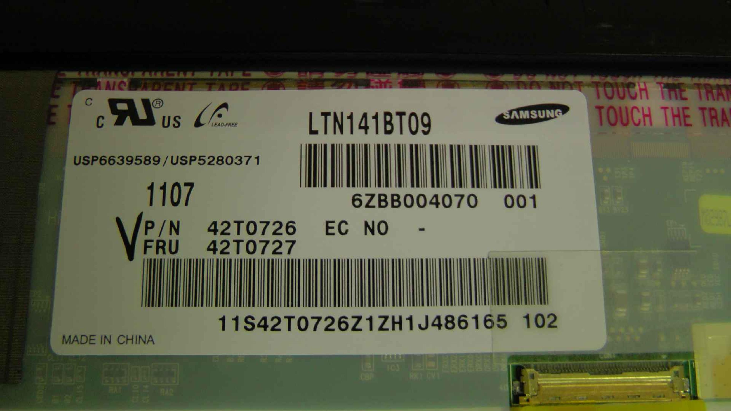 LENOVO / IBM 42T0727 SMALL SCRATCH LAST ONE, SMALL SCRATCH 14.1INCH WXGA+ TFT LED BACKLIT SCREEN