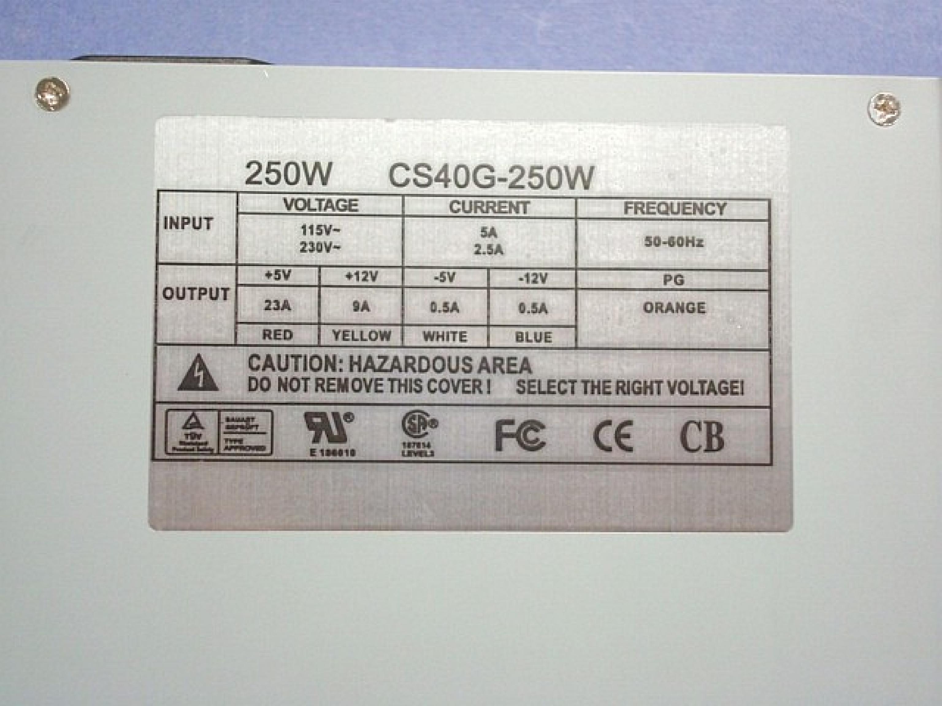 CFI CS40G-250W AT POWER SUPPLY