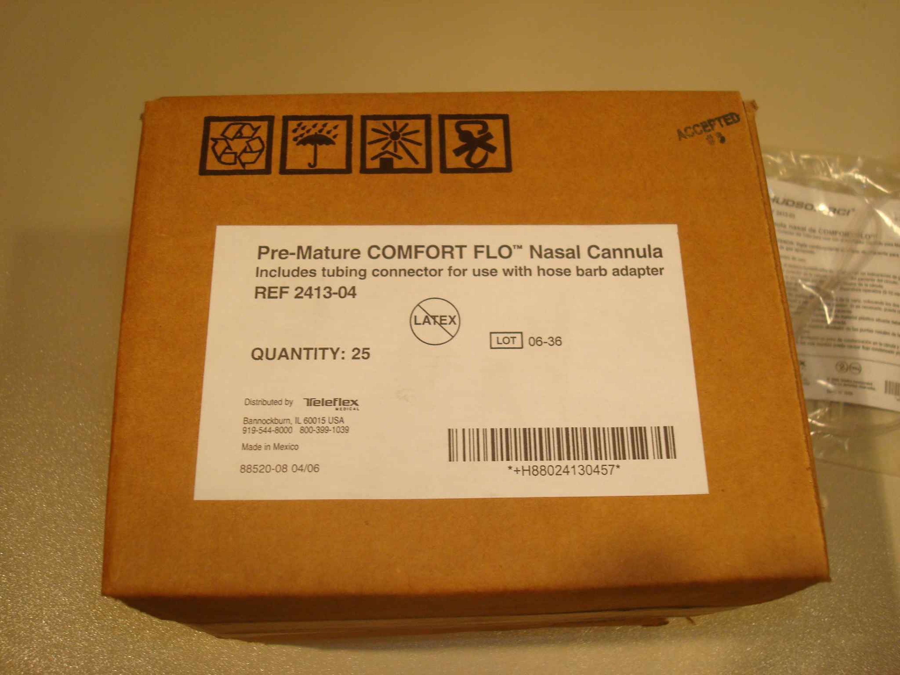 HUDSON RCI 2413-04 BOX OF 25, TELEFLEX PRE-MATURE COMFORT FLO NASAL CANNULA WITH ADAPTOR