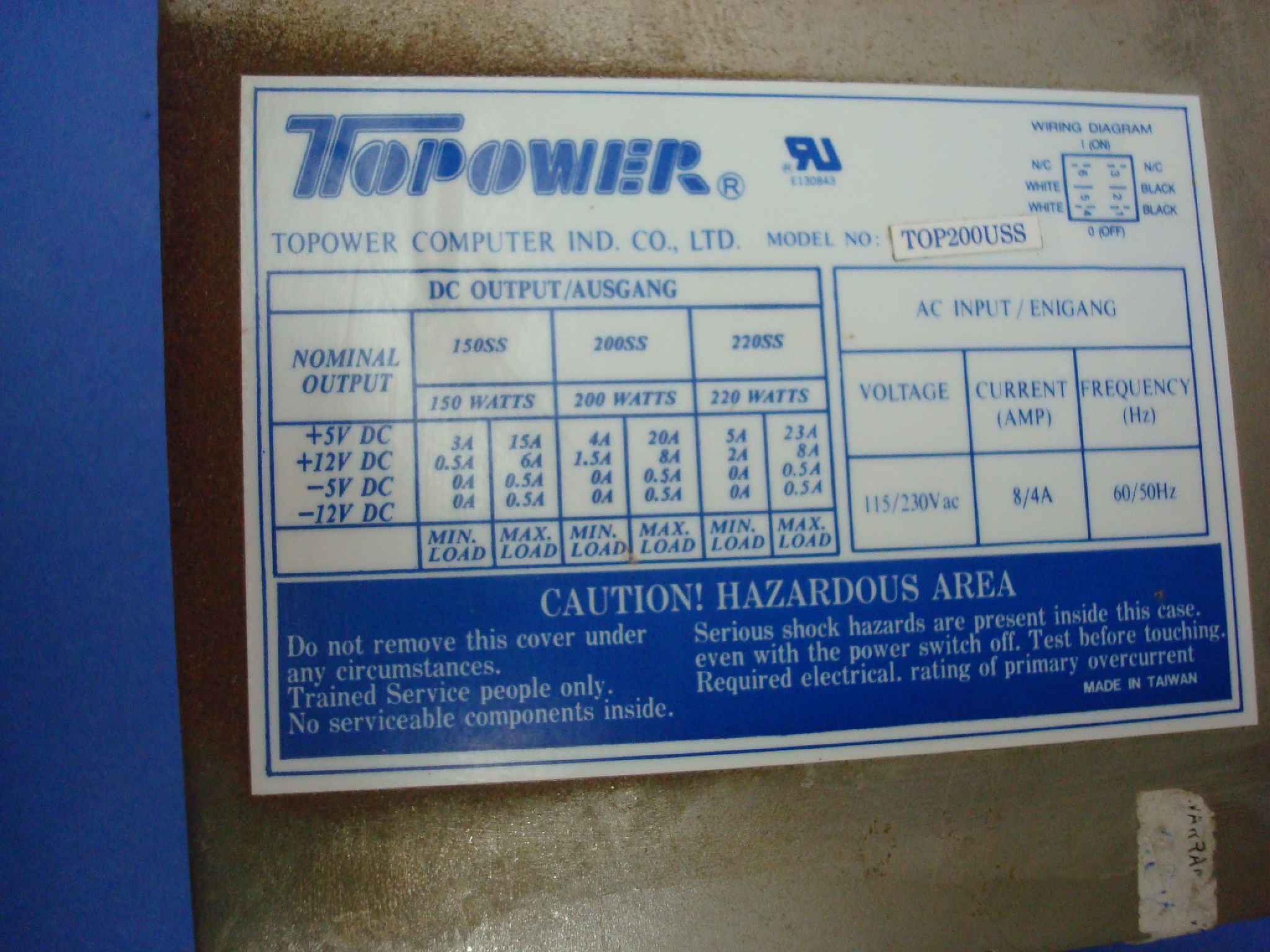 TOPOWER TOP-200USS CLONE POWER SUPPLY 200W AT POWER SUPPLY