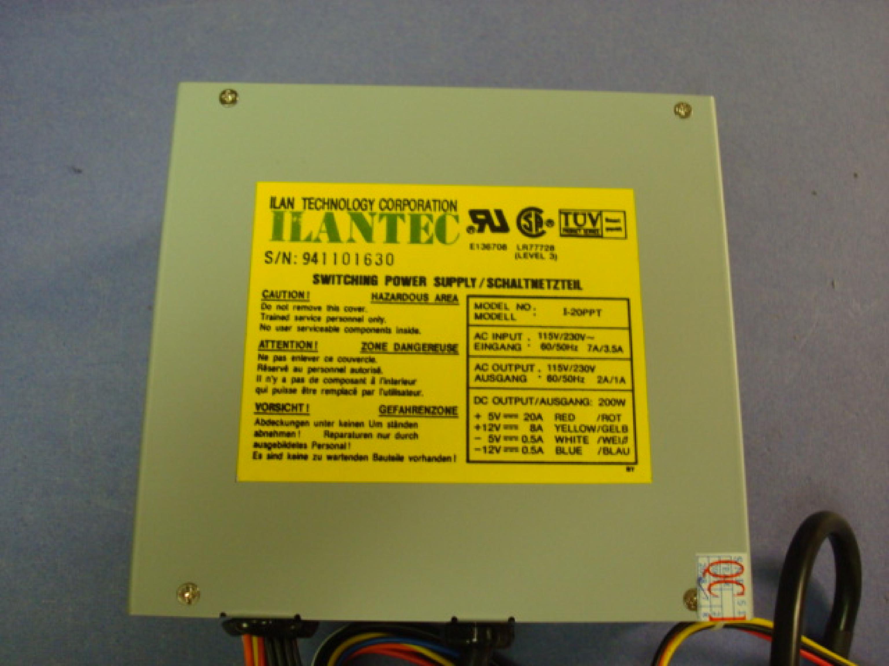 ILANTEC I-20PPT CLONE POWER SUPPLY 200 WATT AT POWER SUPPLY